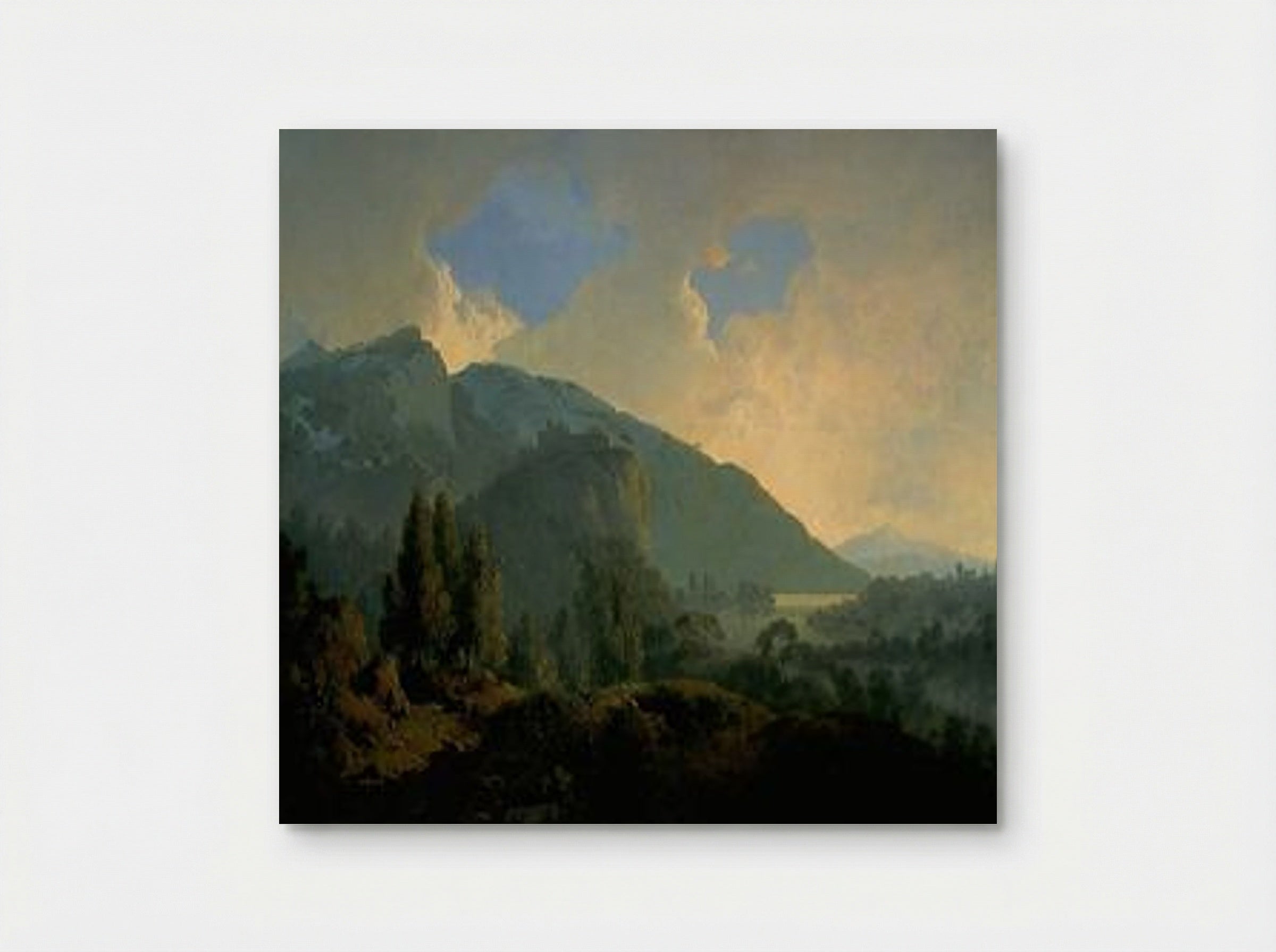 An Italian Landscape with Mountains and a River - Joseph Wright - Poster