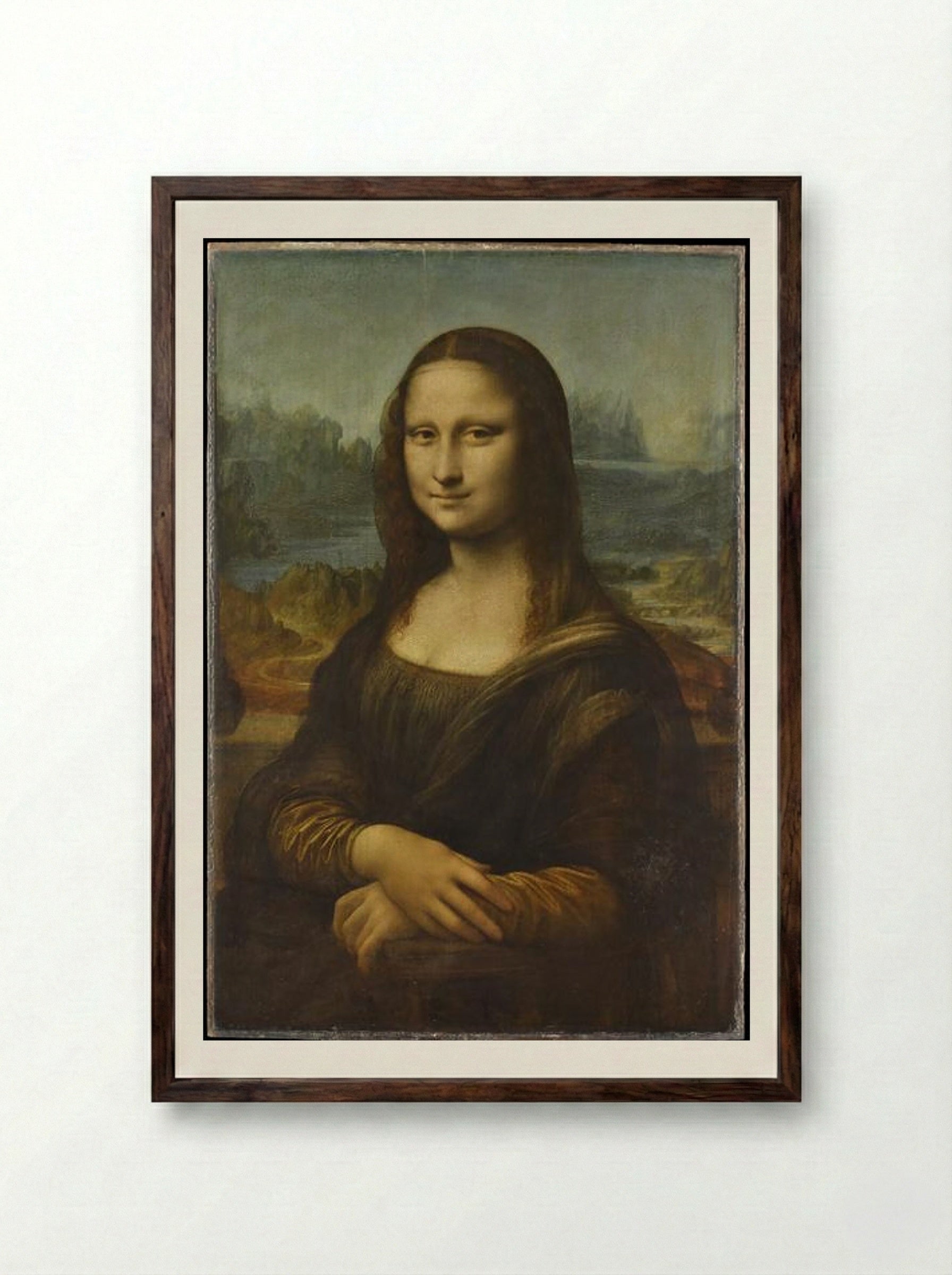 Mona Lisa - Leonardo da Vinci - Framed Print Dark Wood