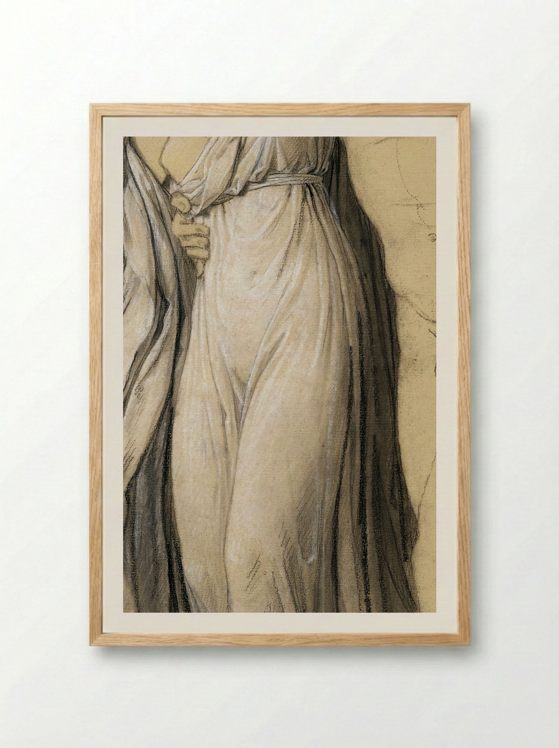 Drapery Study for Castor and Pollux Freeing Helen - Joseph-Ferdinand Lancrenon - Framed Print Wood