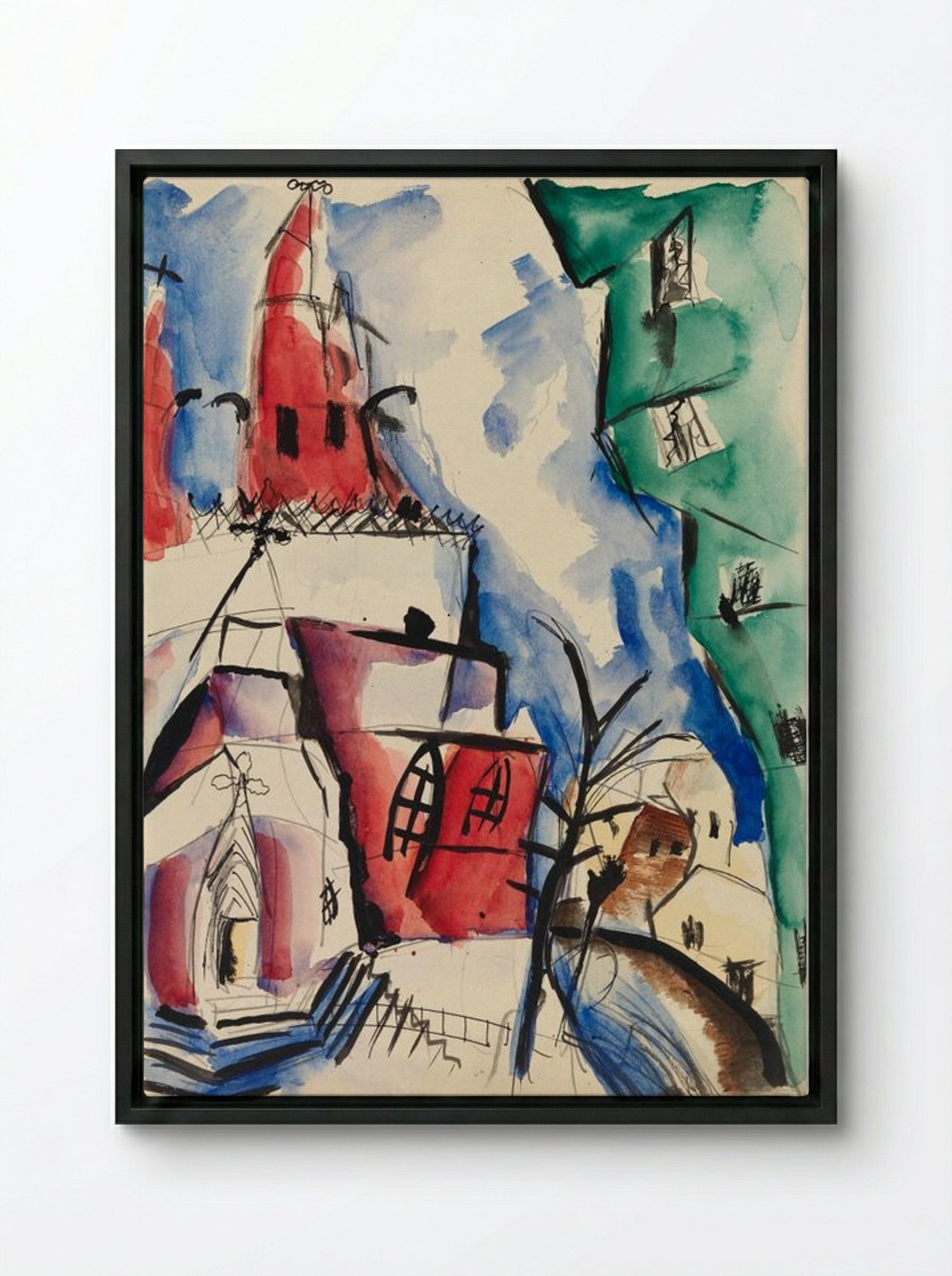 Kirkko (Church, 1919) - Sulho Sipilä - Framed Canvas Black