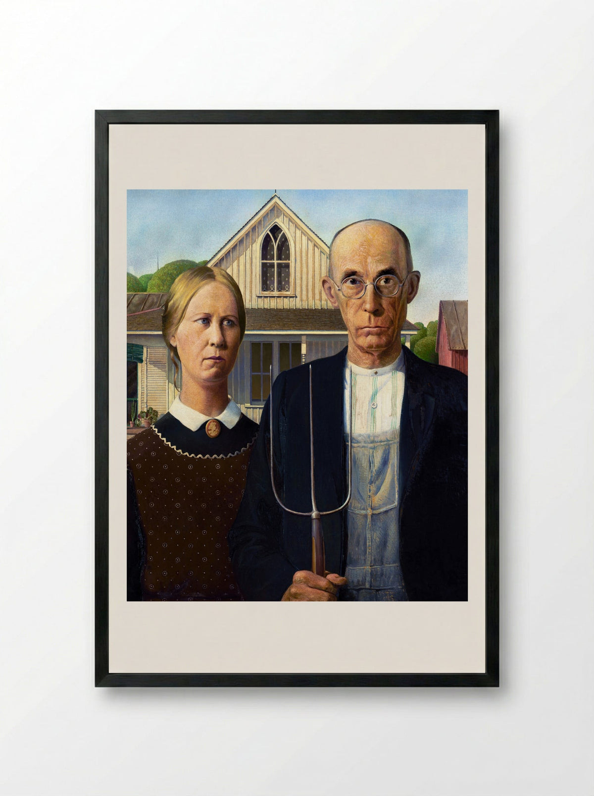 American Gothic - Grant Wood - Framed Print Black
