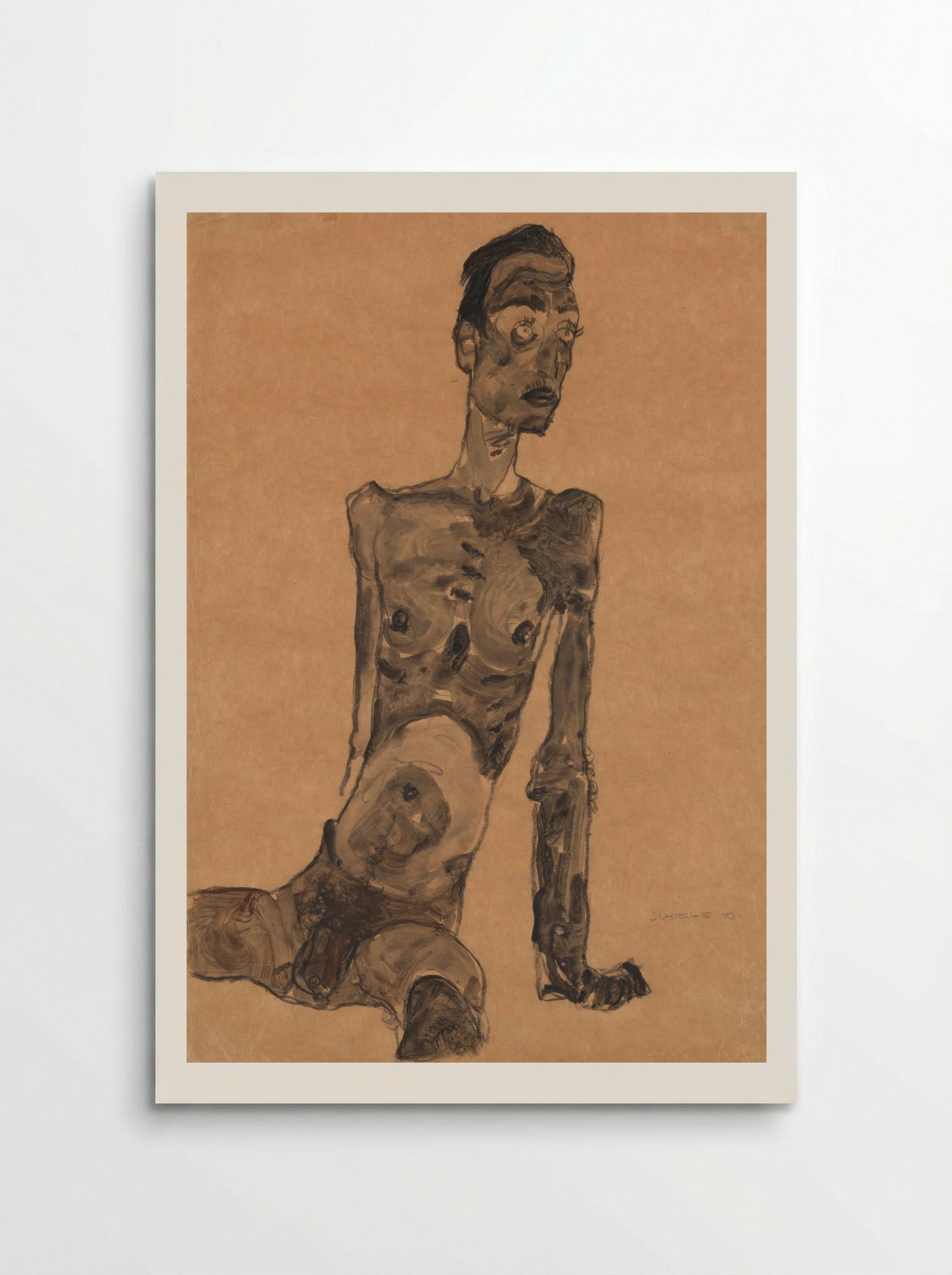 Seated Male Nude - Egon Schiele - Poster