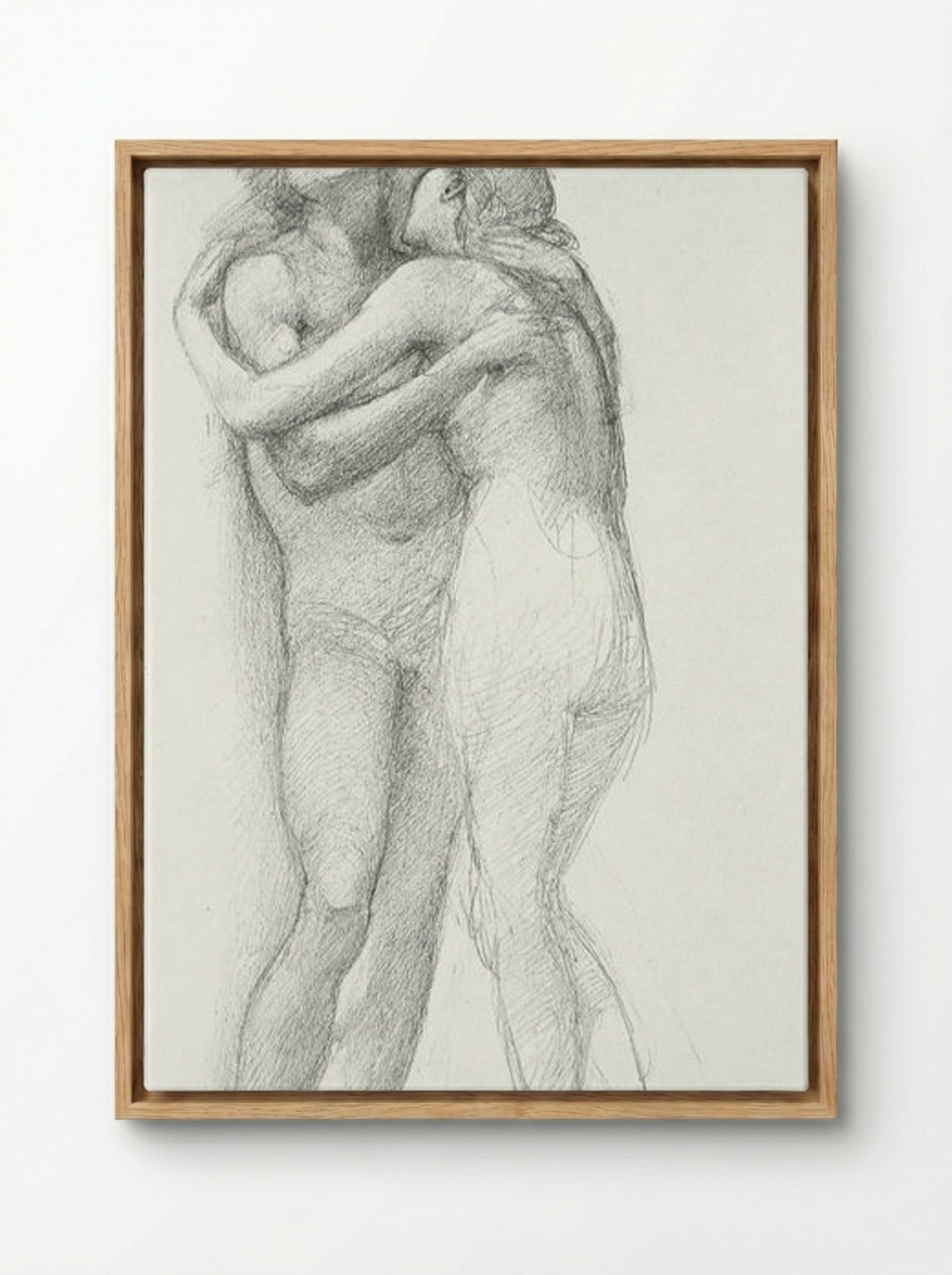 Two Nudes Embracing (Study) - Edward Burne-Jones - Framed Canvas Wood