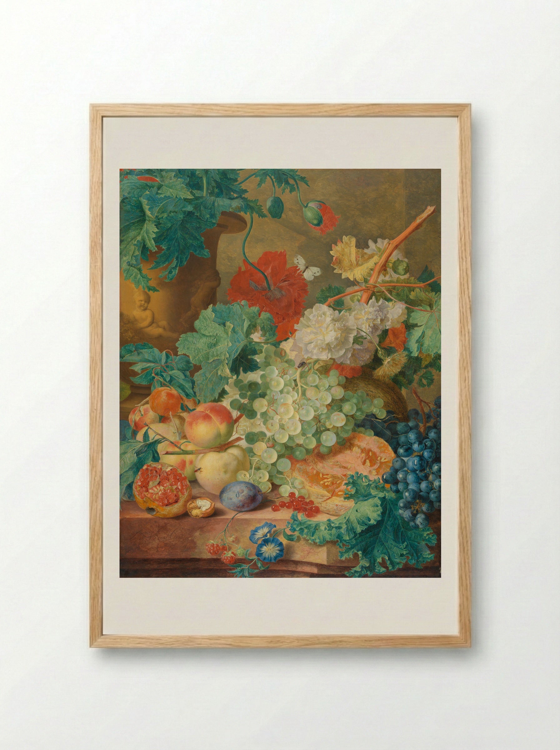 Still Life with Flowers and Fruit - Jan van Huysum - Framed Print Wood