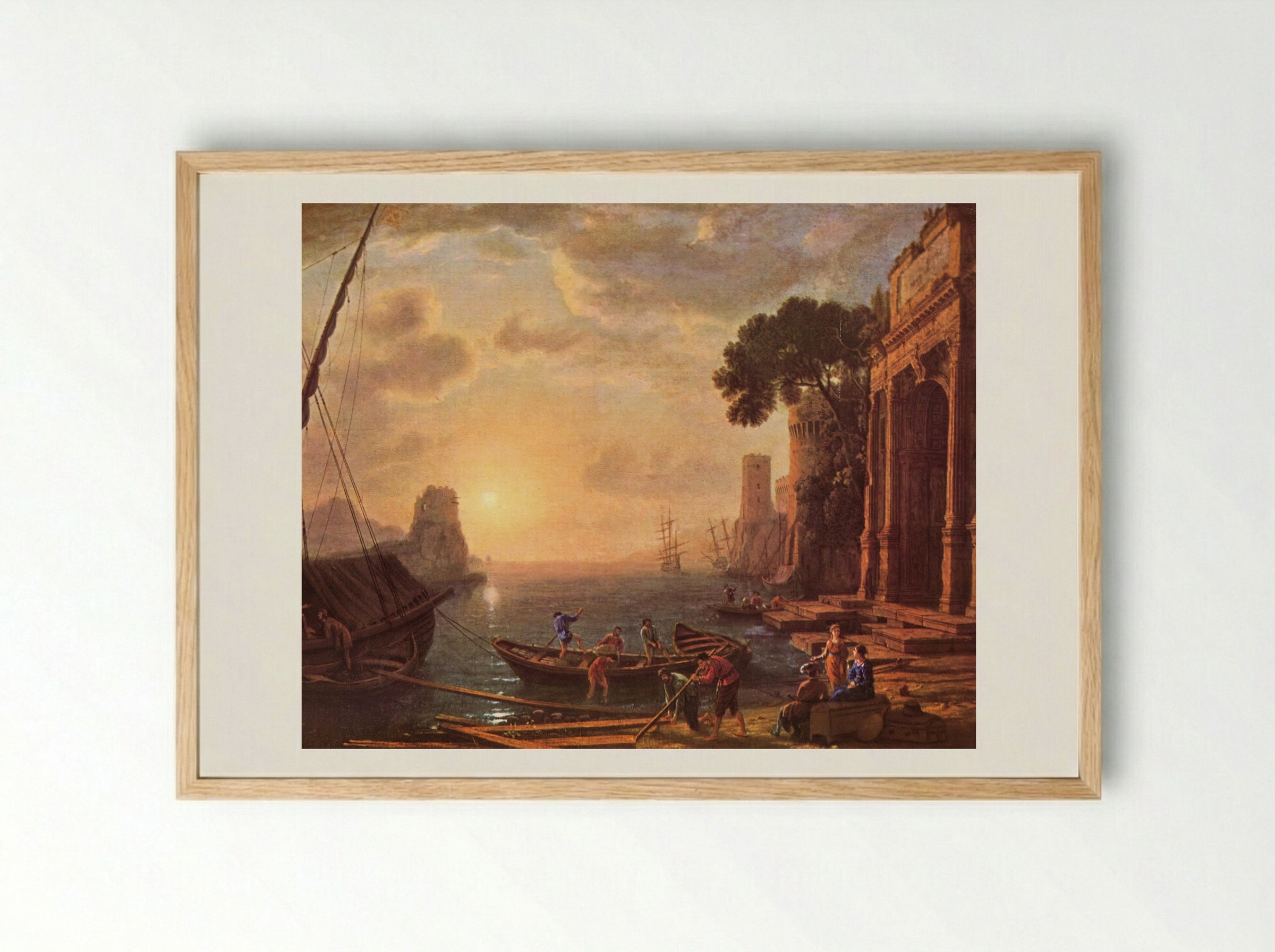 Seaport at Sunset - Claude Lorrain - Framed Print Wood