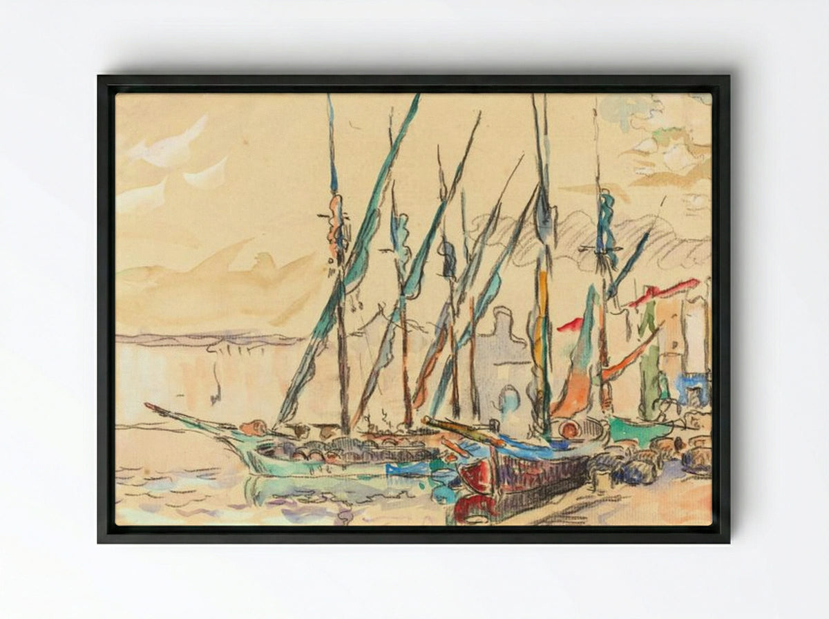 St. Tropez - Paul Signac - Framed Canvas Black