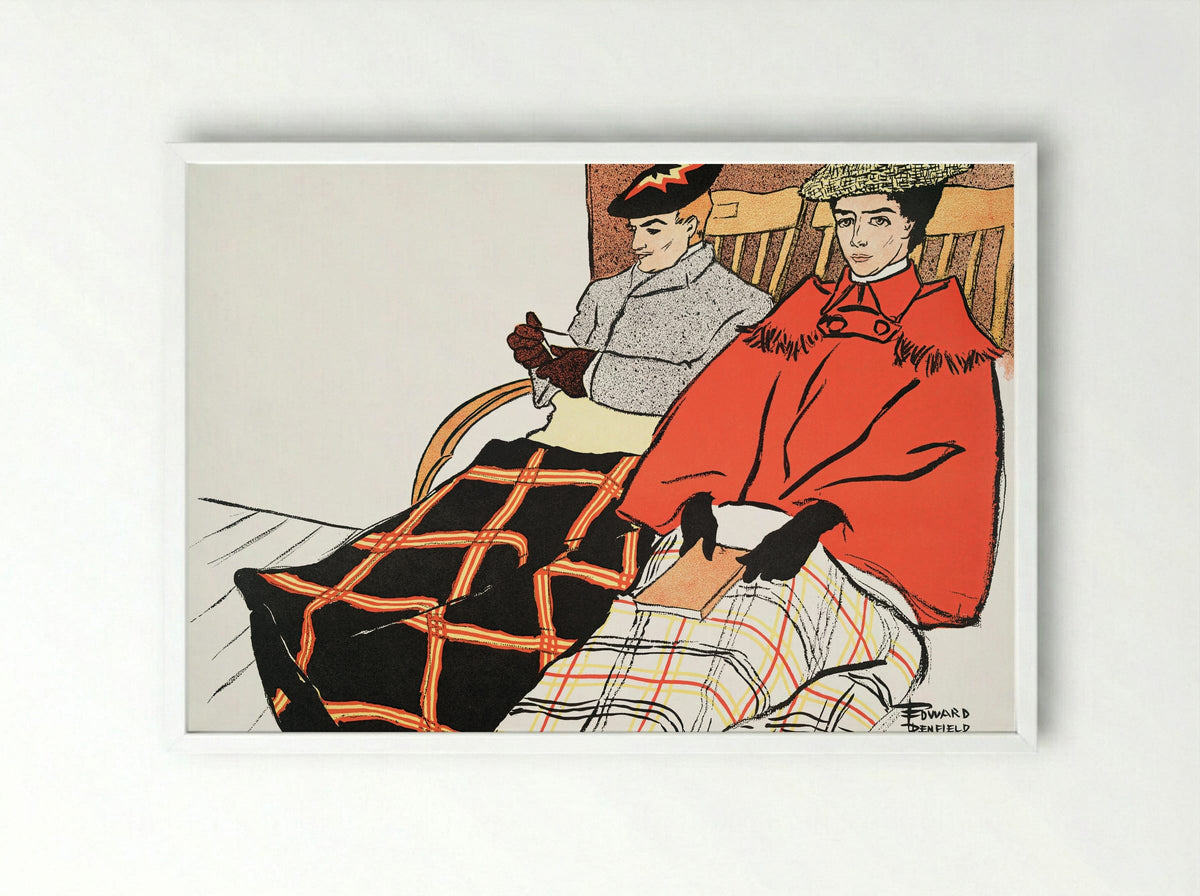 Man and Woman Sitting Together - Edward Penfield - Framed Print White