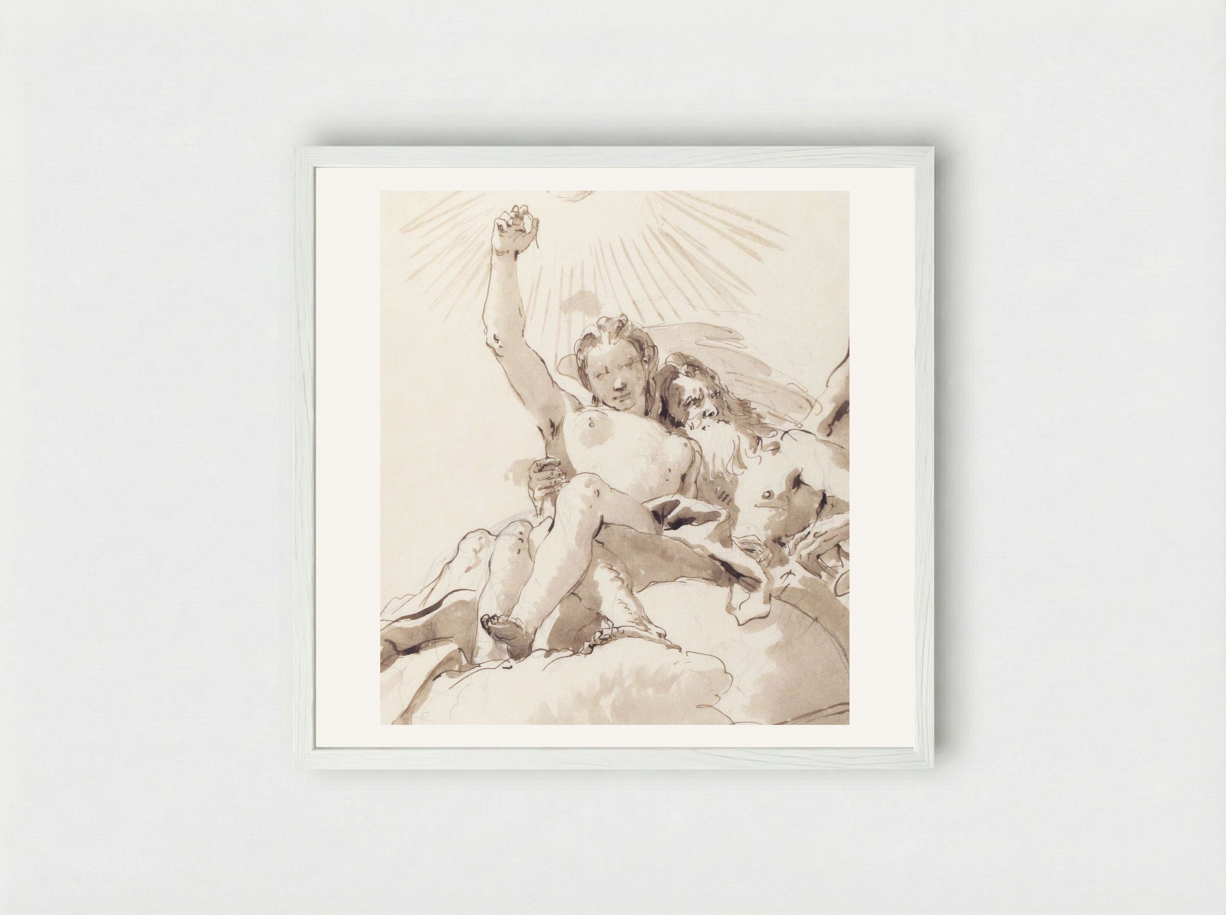 Time and Truth - Giovanni Battista Tiepolo - Framed Print White