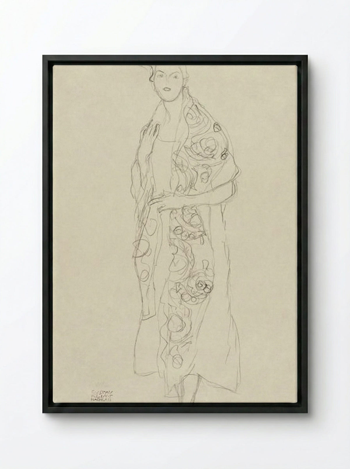 Portrait of a Woman - Gustav Klimt - Framed Canvas Black