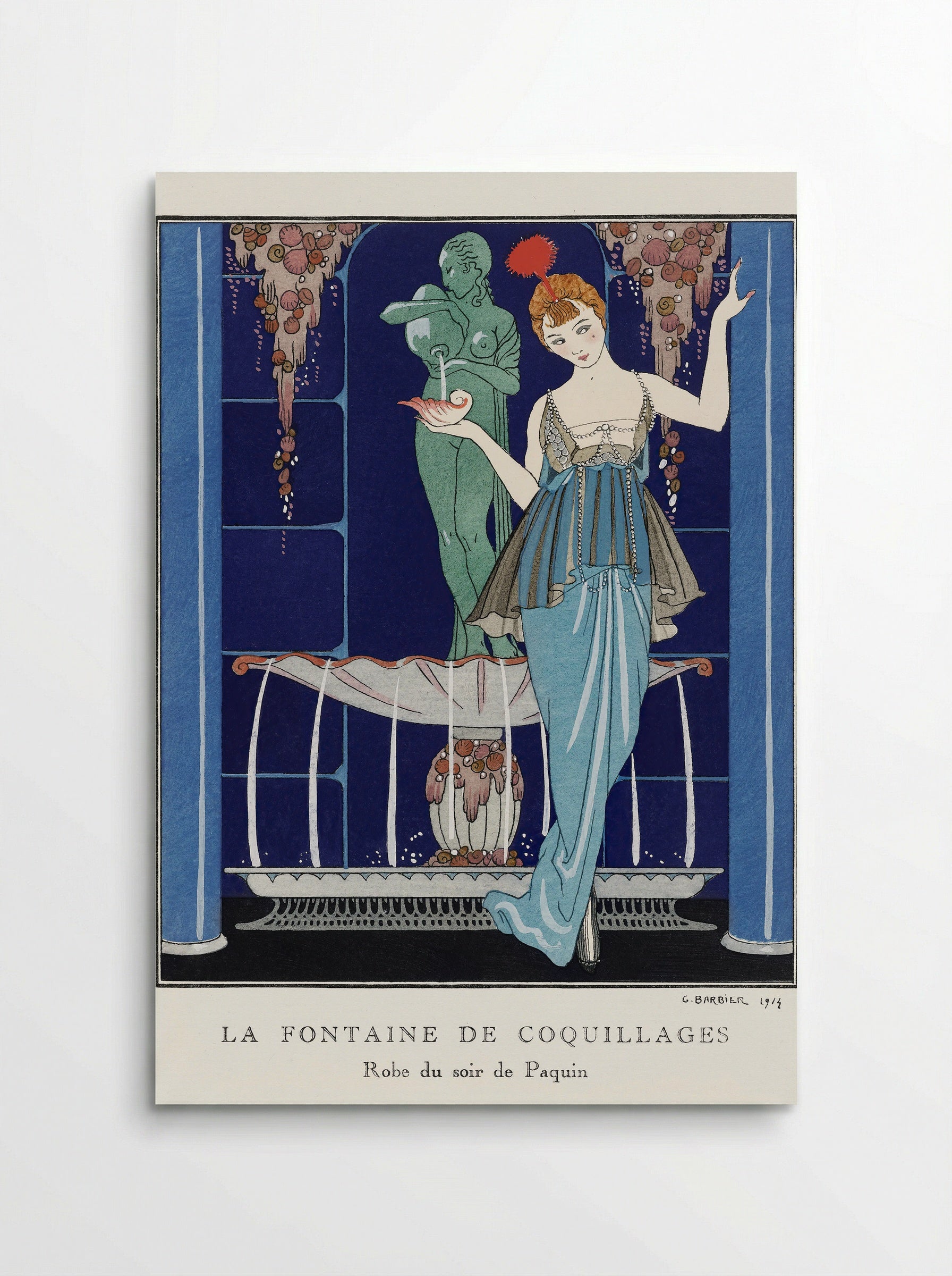 La Fontaine de Coquillages, Robe du Soir de Paquin - George Barbier - Poster
