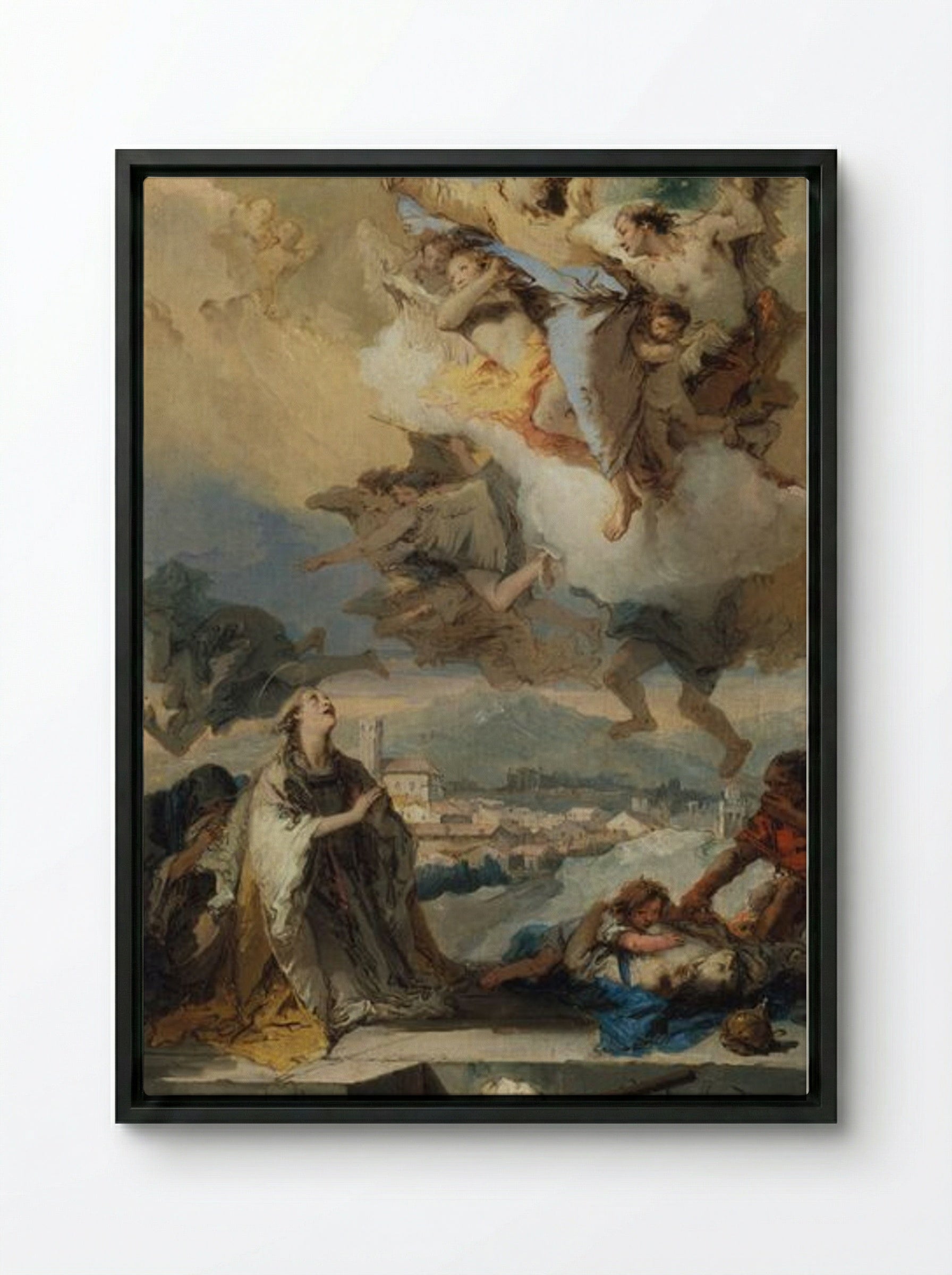 Saint Thecla Praying for the Plague-Stricken - Giovanni Battista Tiepolo - Framed Canvas Black