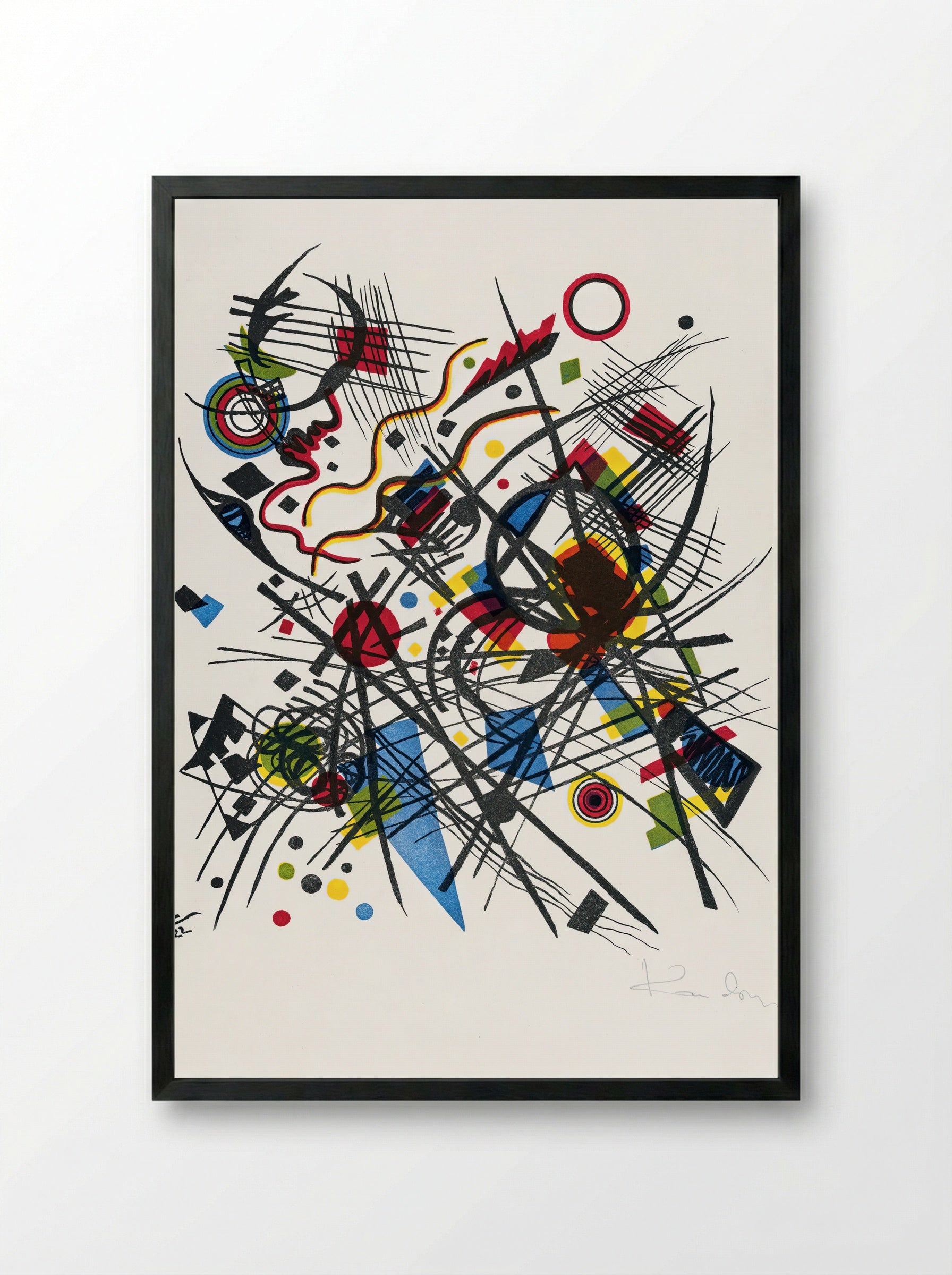 Lithographie fur die Vierte Bauhausmappe - Wassily Kandinsky - Framed Print Black