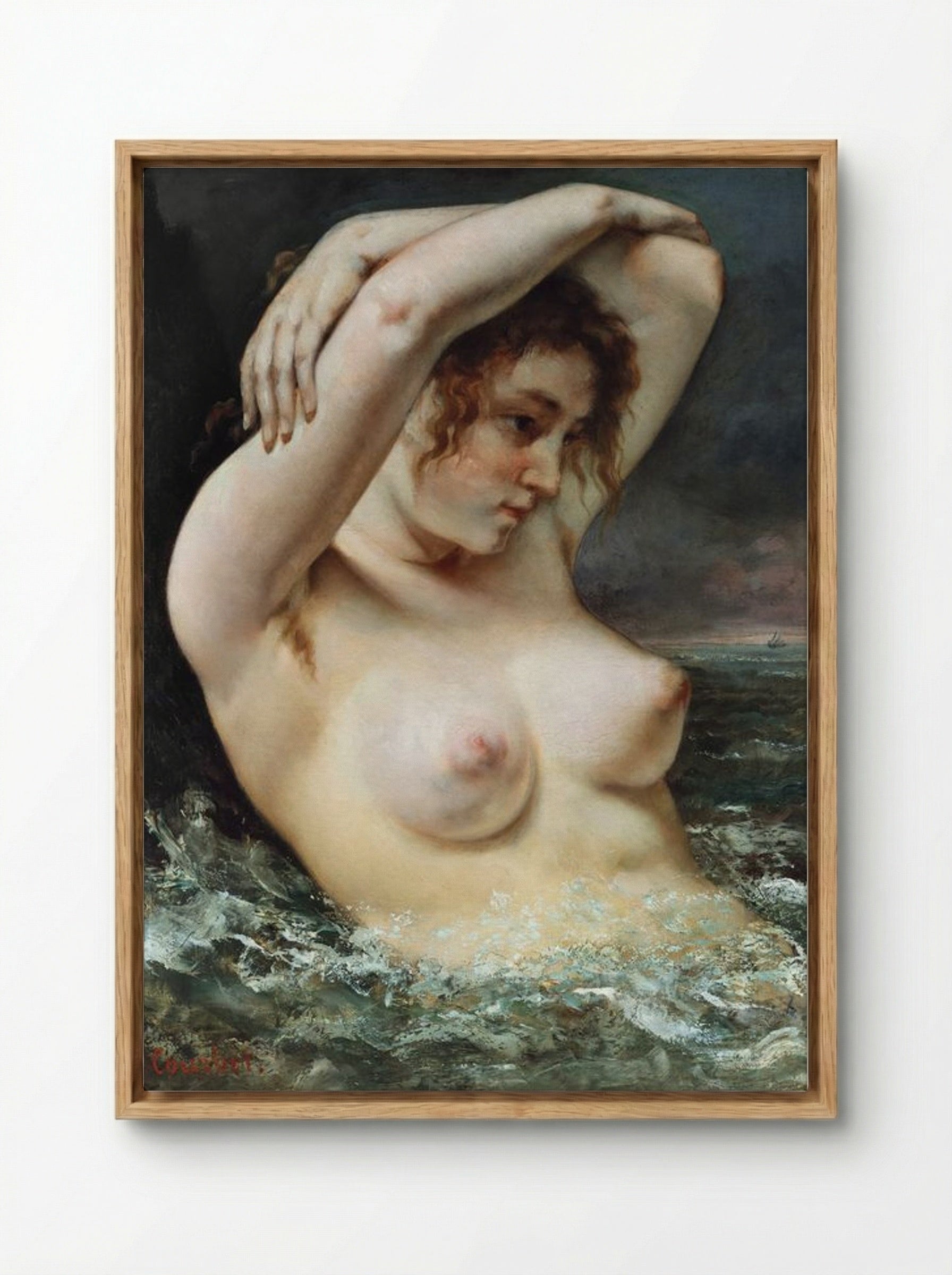 The Woman in the Waves - Gustave Courbet - Framed Canvas Wood