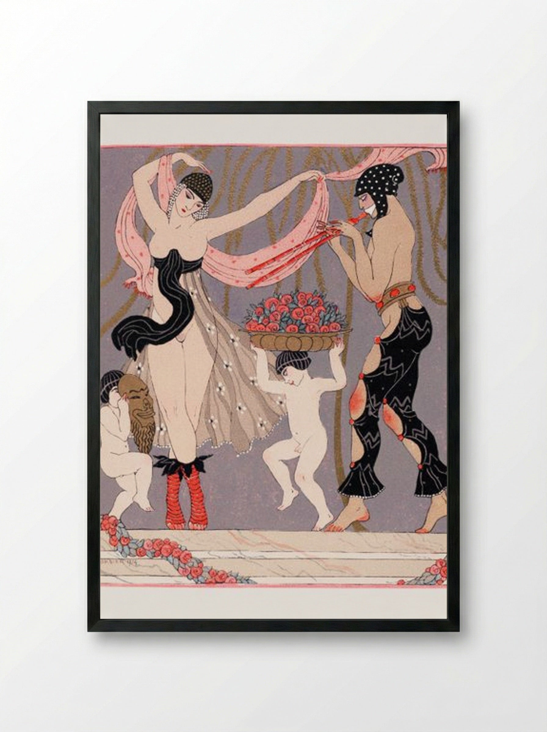 The Dance of the Flowers - George Barbier - Framed Print Black