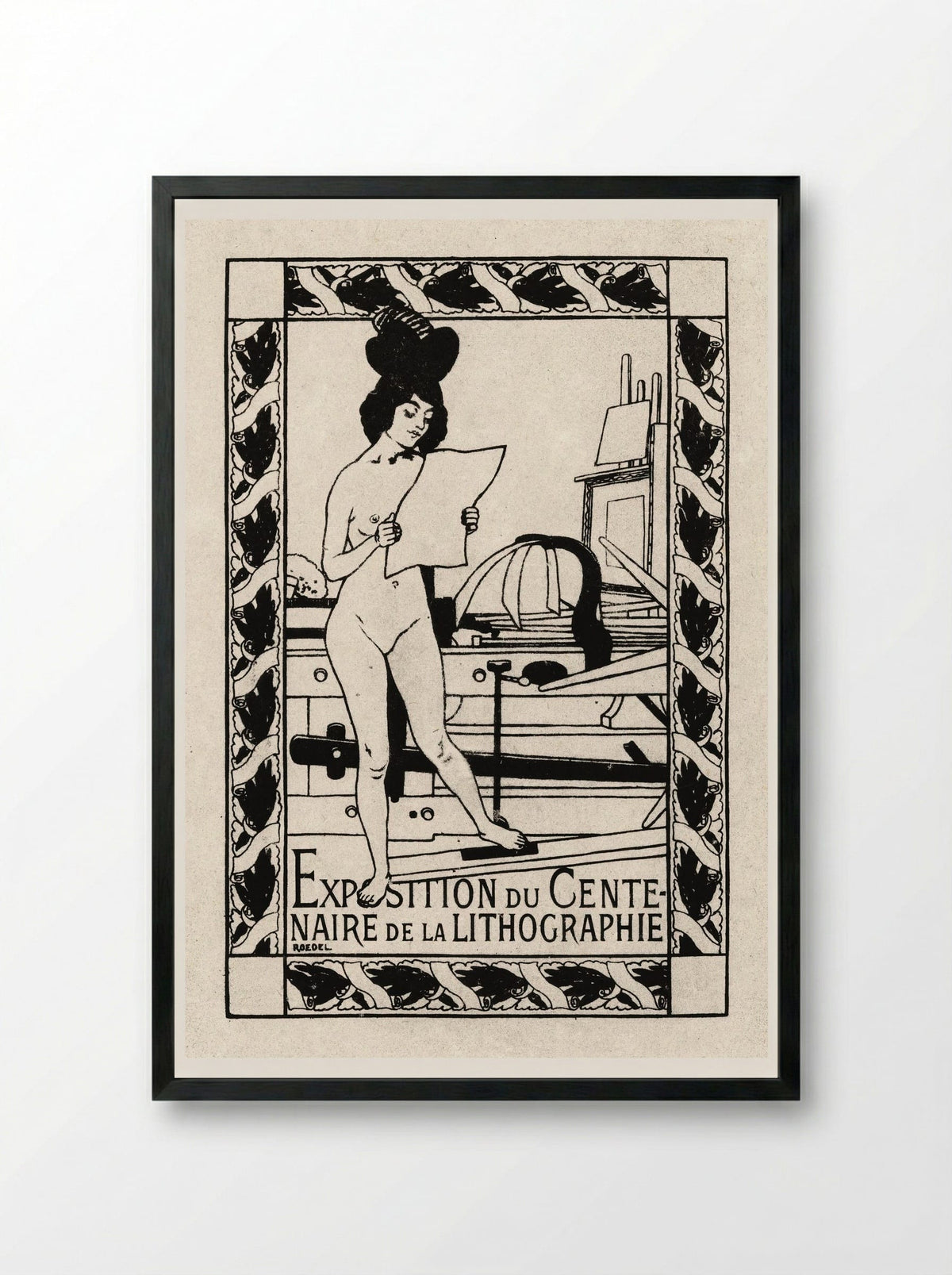 Exposition du Centenaire de la Lithographie - Auguste Roedel - Framed Print Black