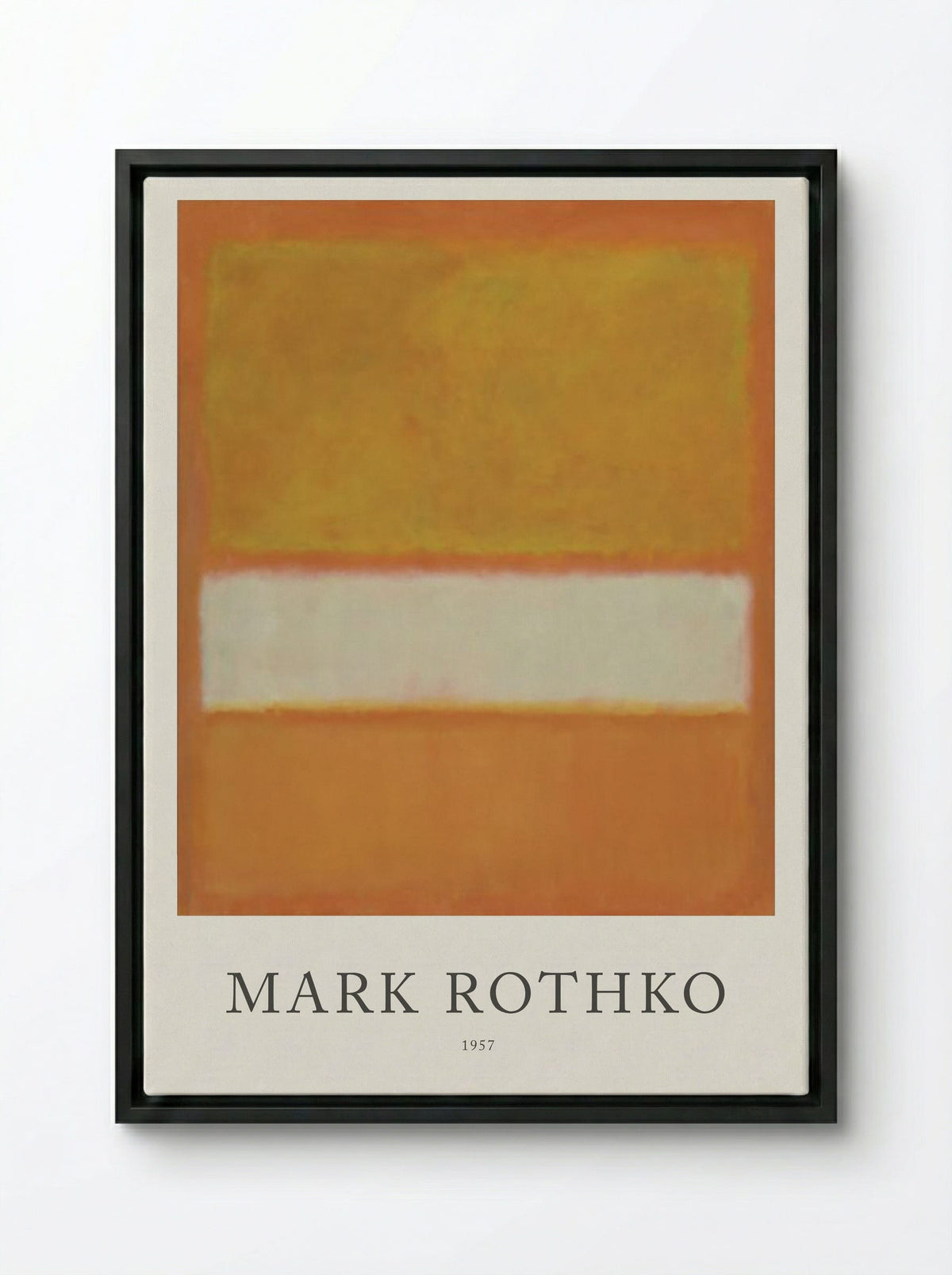Untitled (Orange, White, and Orange) - Mark Rothko - Framed Canvas Black