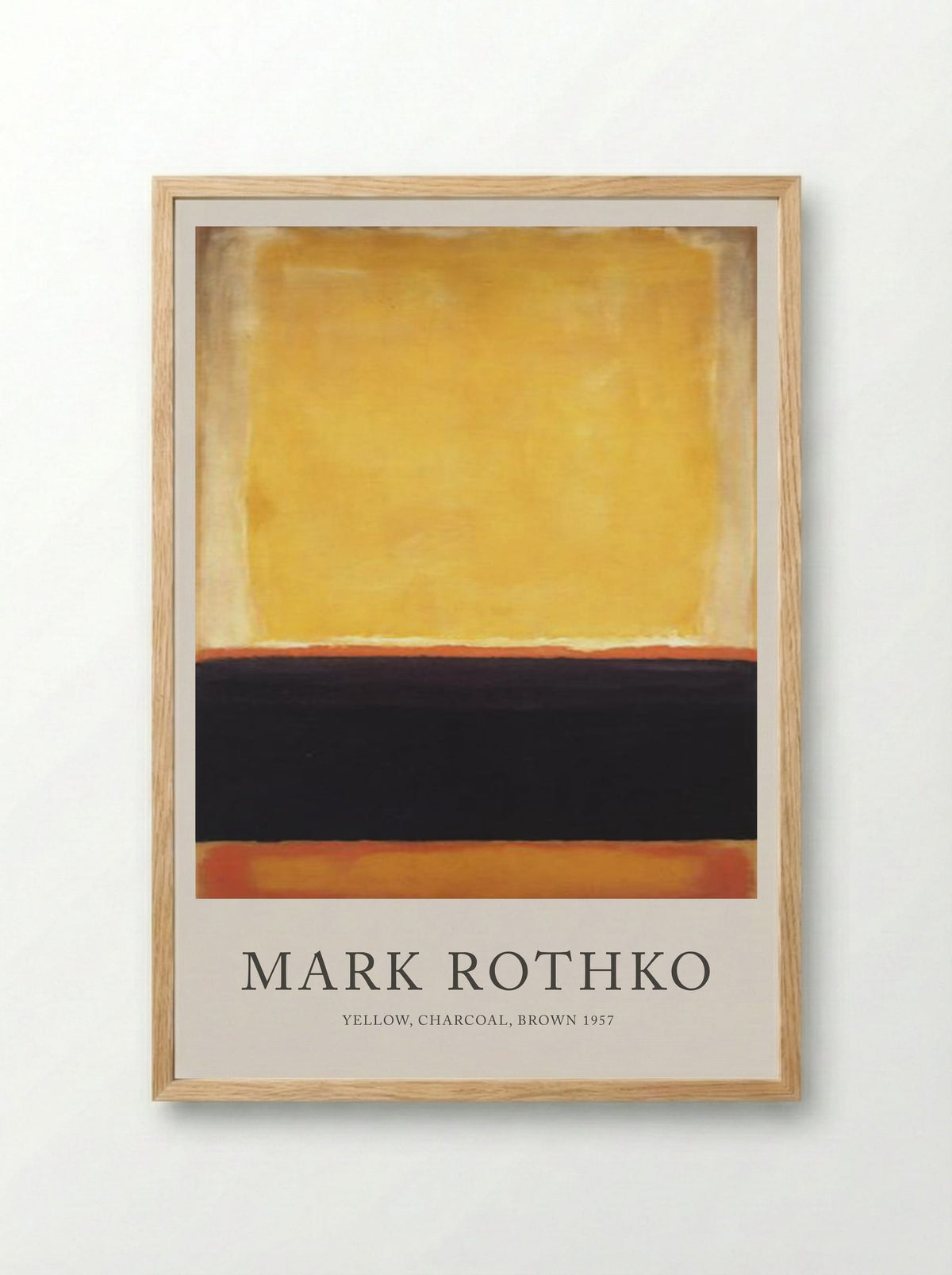 Yellow, Charcoal, Brown - Mark Rothko - Framed Print Wood