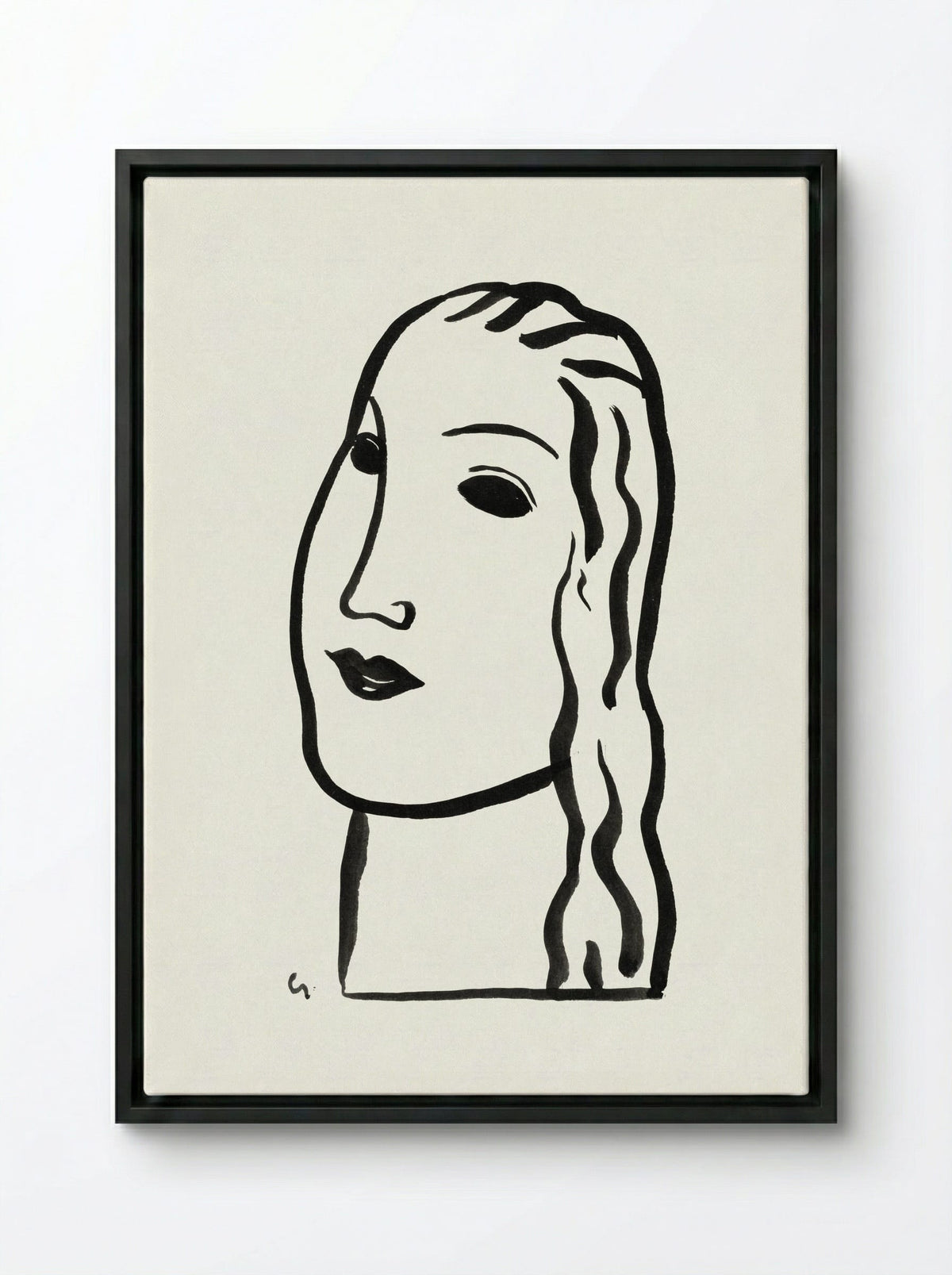 Woman's Head - Leo Gestel - Framed Canvas Black