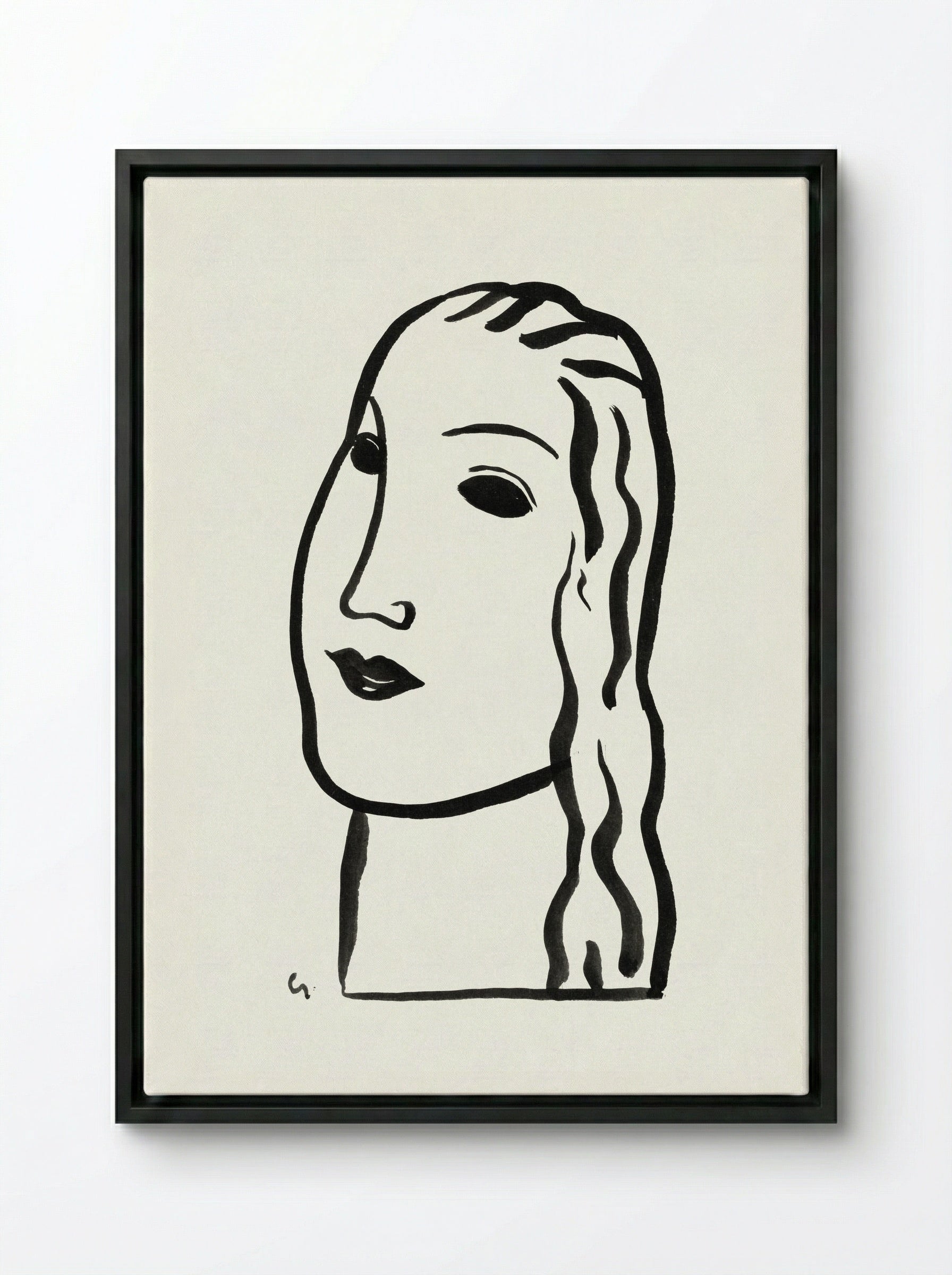 Woman's Head - Leo Gestel - Framed Canvas Black