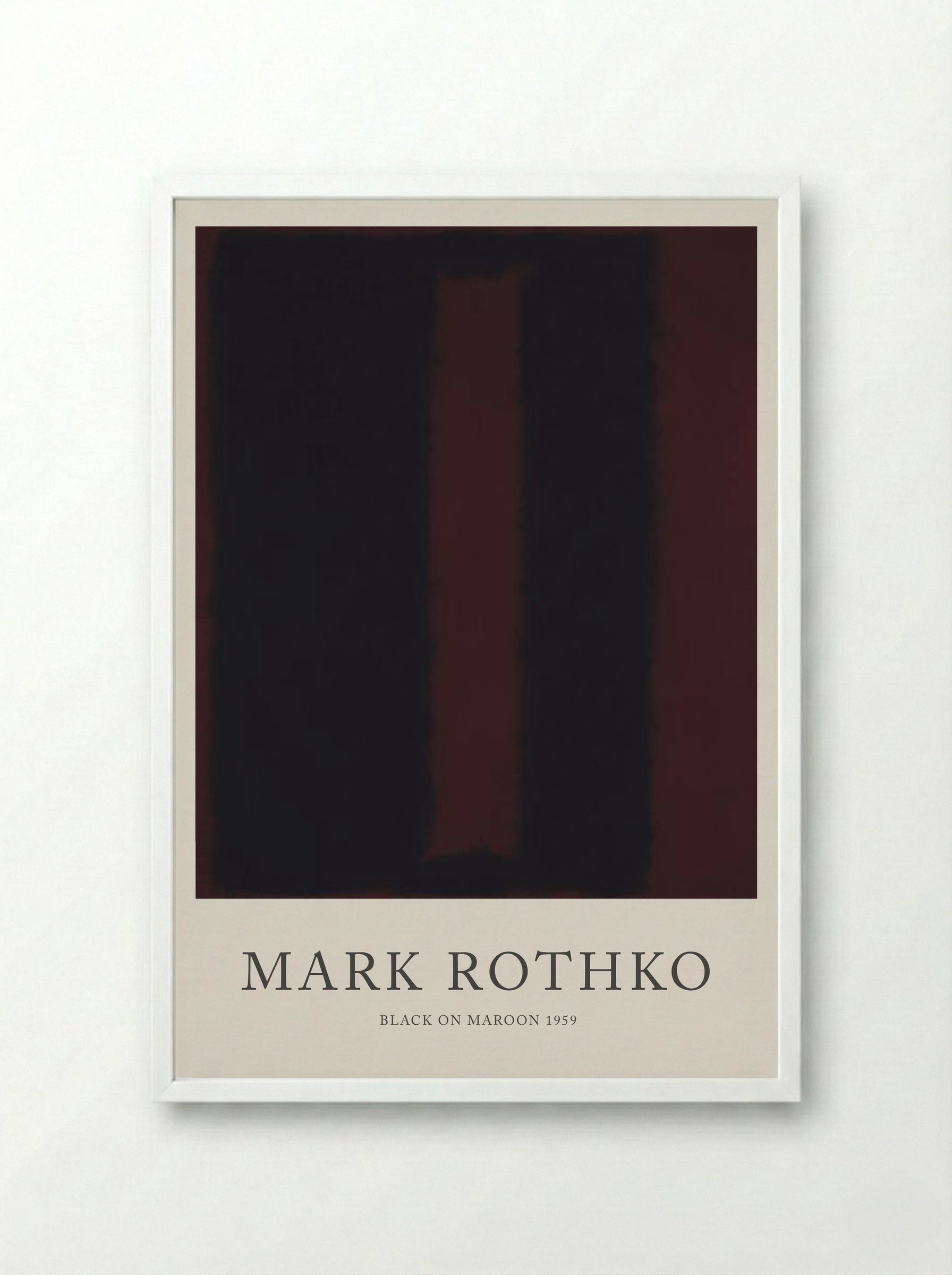 Black on Maroon - Mark Rothko - Framed Print White