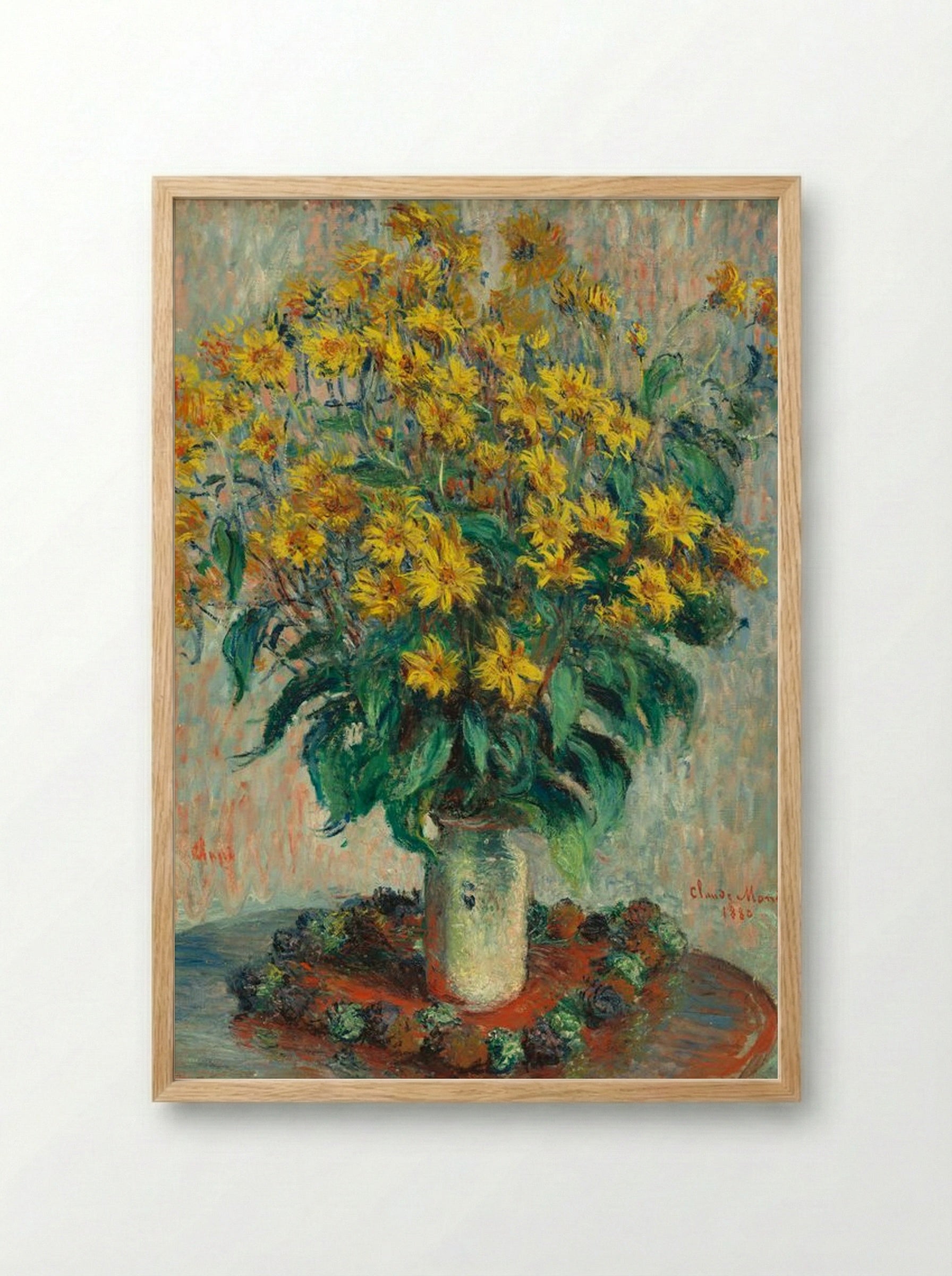 Jerusalem Artichoke Flowers - Claude Monet - Framed Print Wood