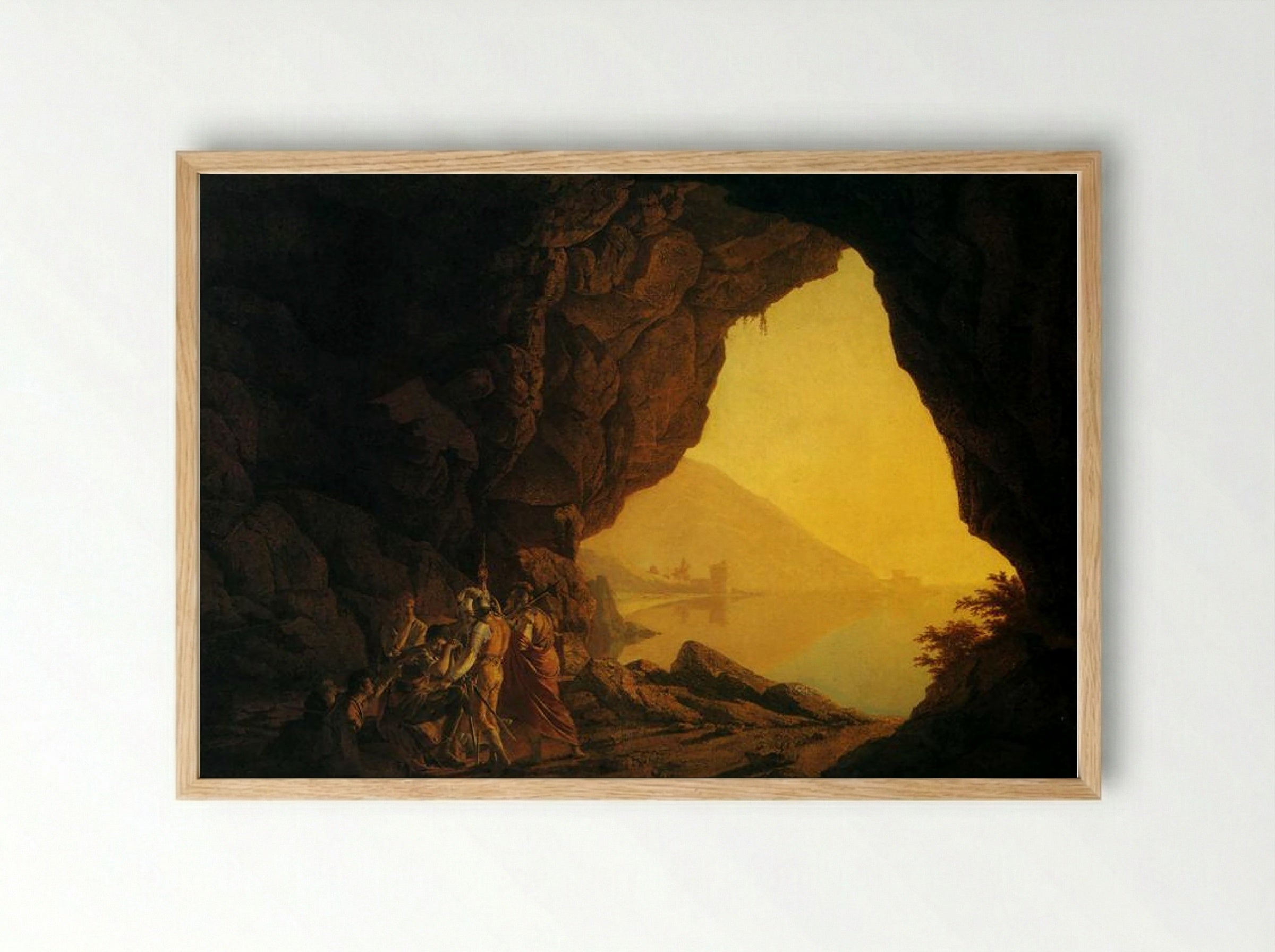 A Grotto in the Kingdom of Naples, with Banditti - Joseph Wright - Framed Print Wood