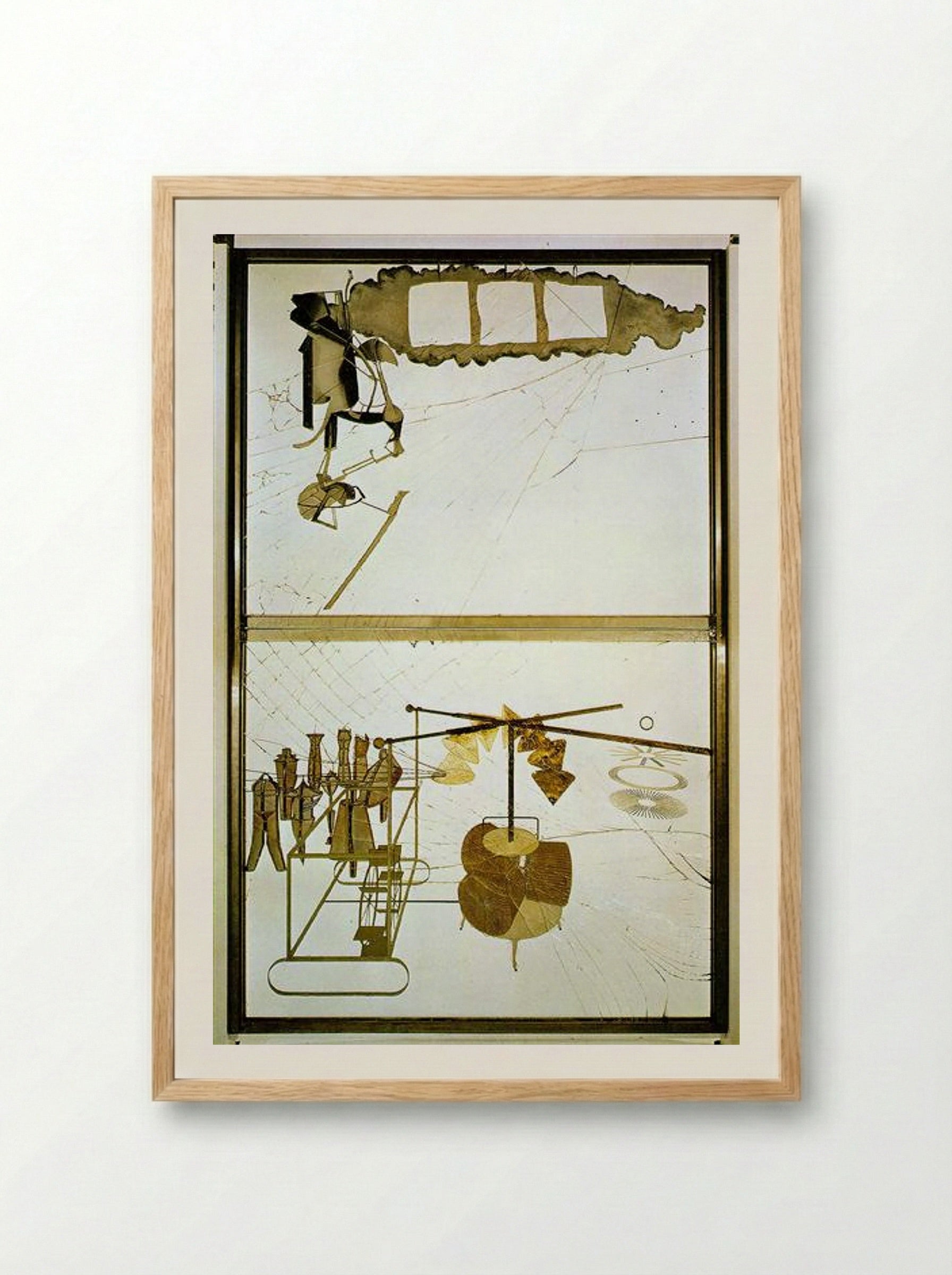 The Bride Stripped Bare by Her Bachelors, Even (The Large Glass) - Marcel Duchamp - Framed Print Wood