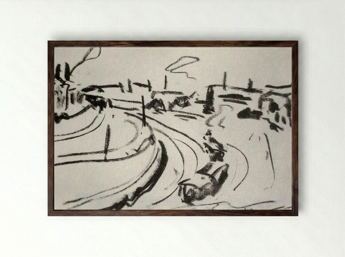 Railway in Dresden - Ernst Ludwig Kirchner - Framed Print Dark Wood