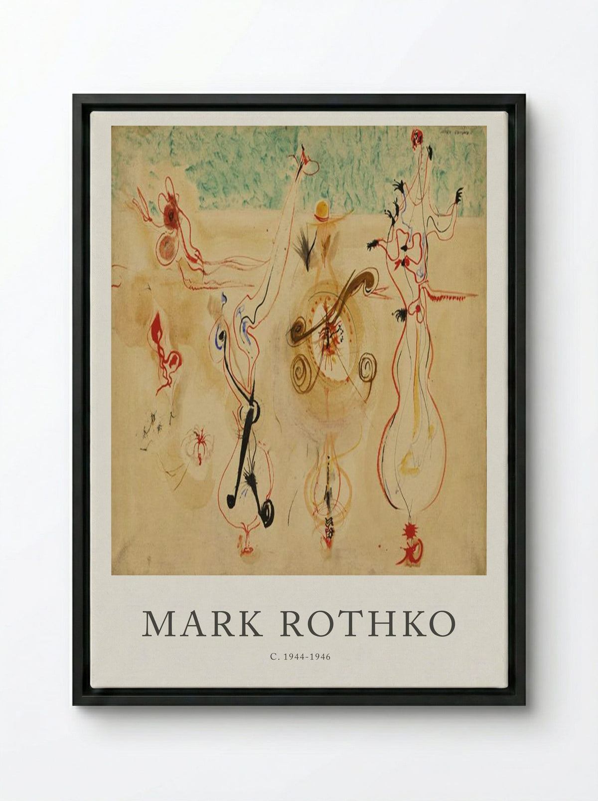 Untitled (Biomorphic Figures) - Mark Rothko - Framed Canvas Black