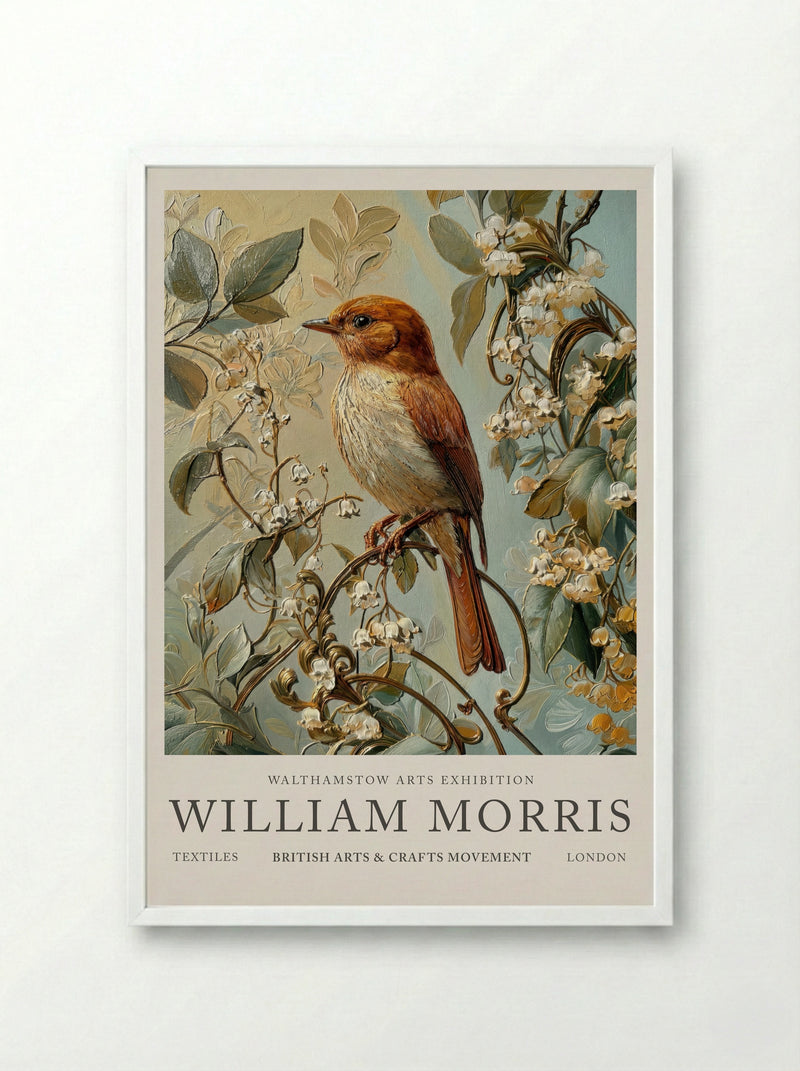 Nightingale Melody - William Morris - Framed Print White