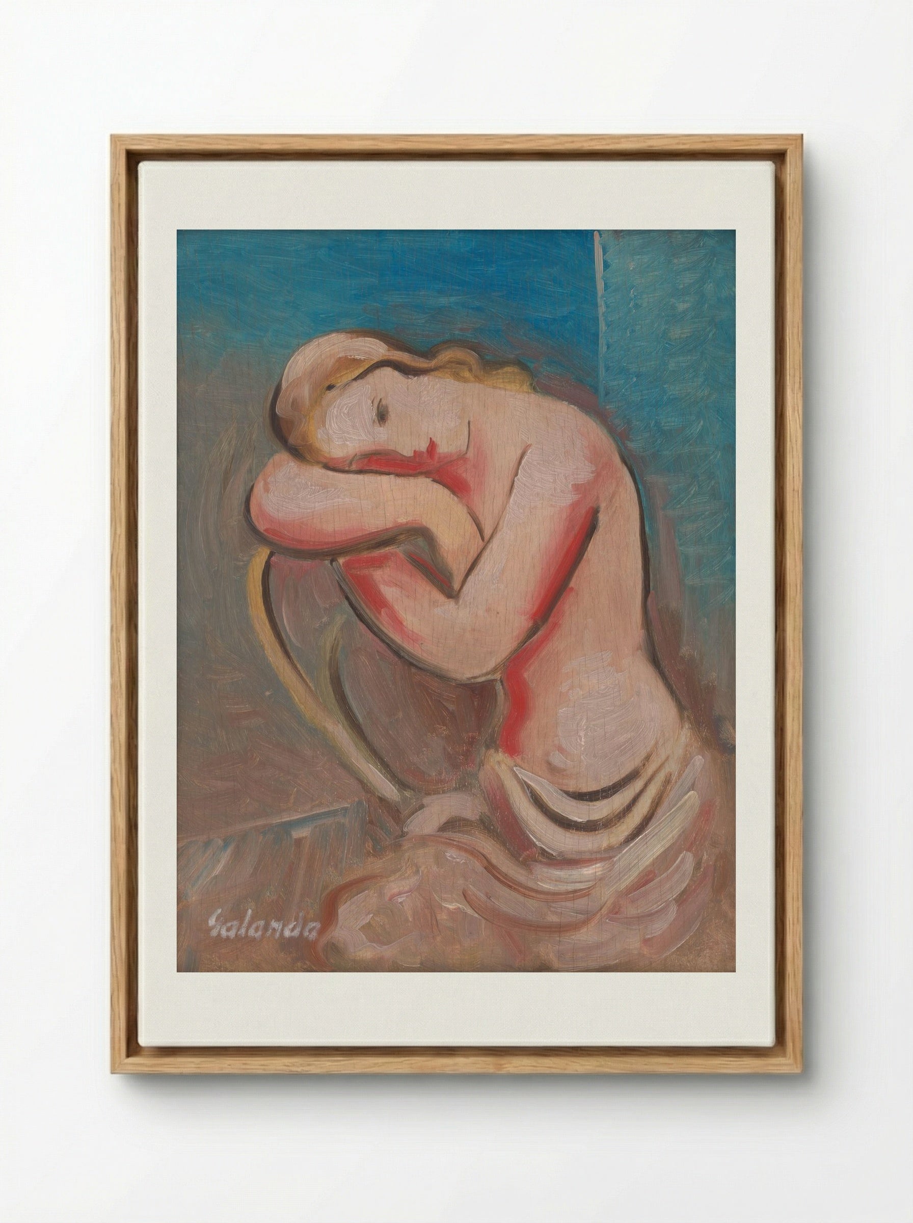 Seated Model - Mikuláš Galanda - Framed Canvas Wood