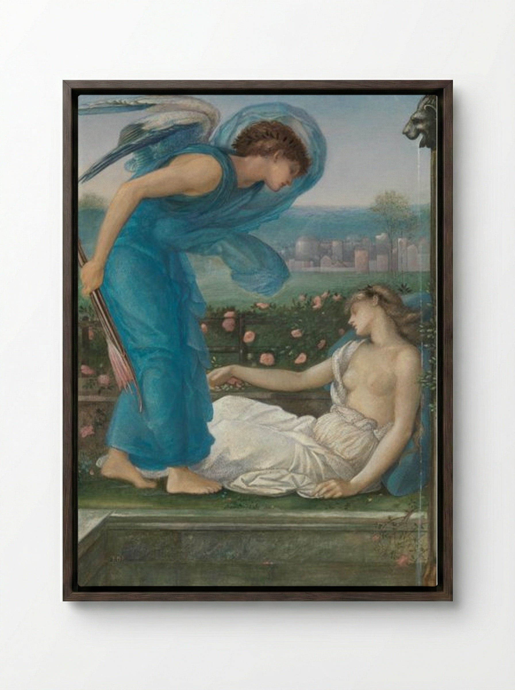 Cupid and Psyche - Edward Burne-Jones - Framed Canvas Dark Wood
