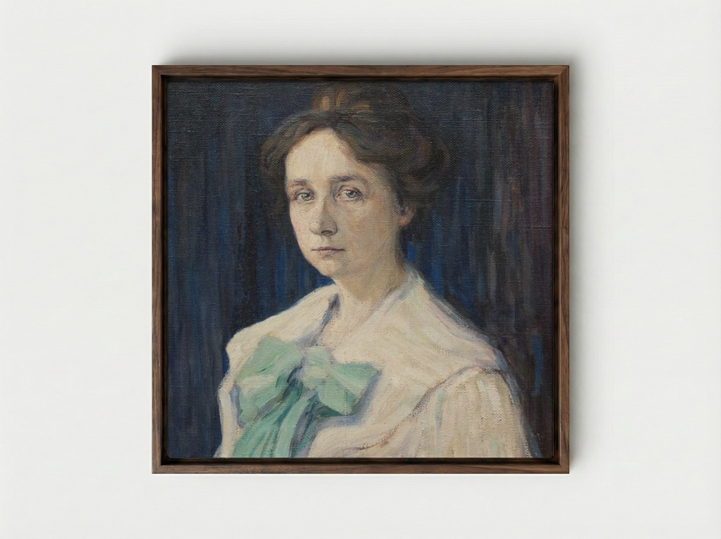 Portrait of Gabriele Münter - Gabriele Münter - Framed Canvas Dark Wood