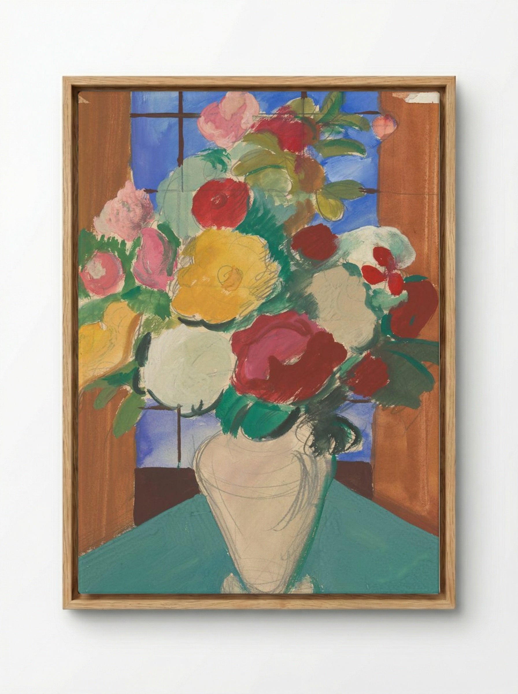 Study for 'Spanish Motif: Flowery Still Life on the Back' - Cyprián Majerník - Framed Canvas Wood