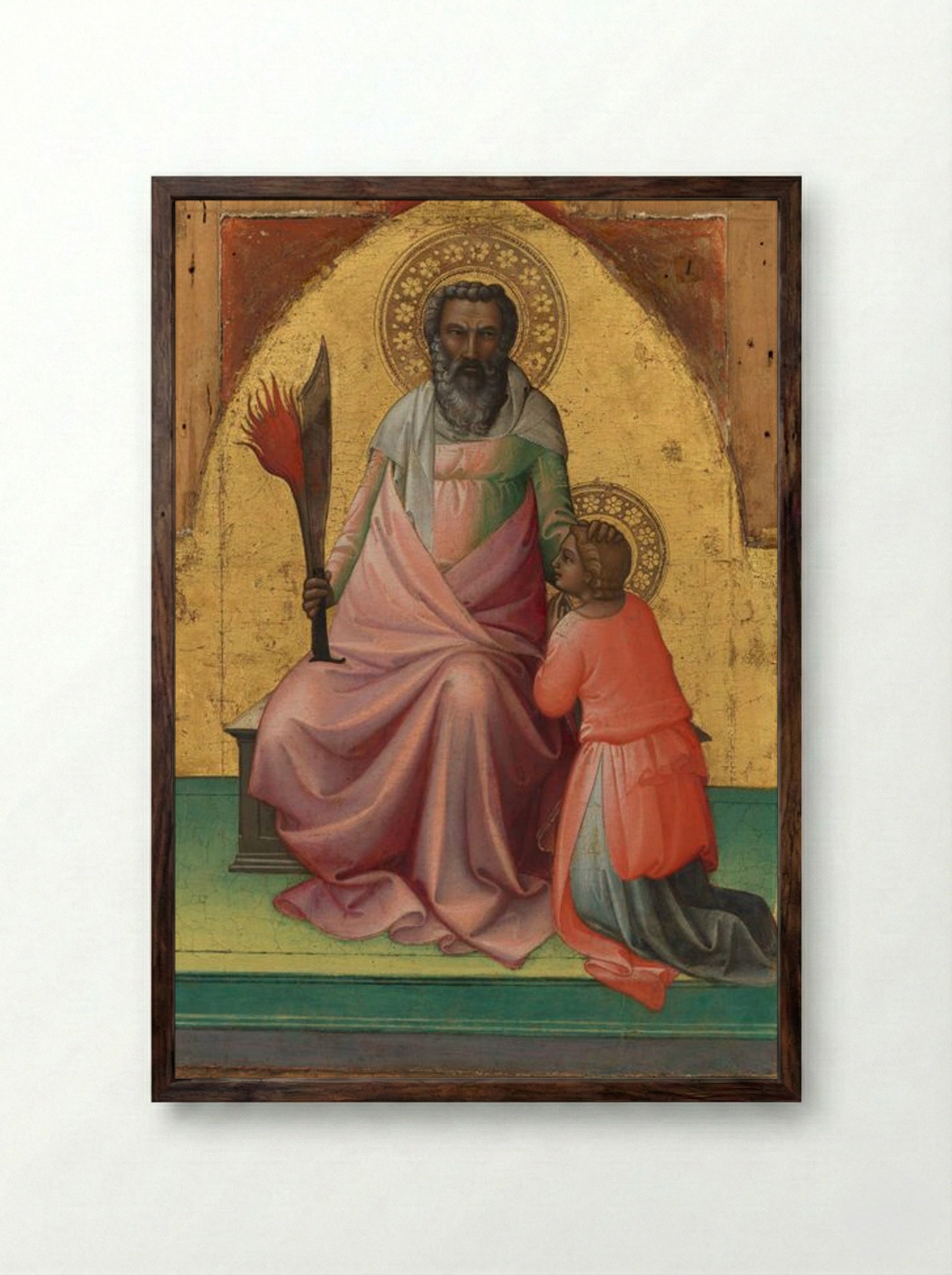 Abraham Sacrificing Isaac - Lorenzo Monaco - Framed Print Dark Wood