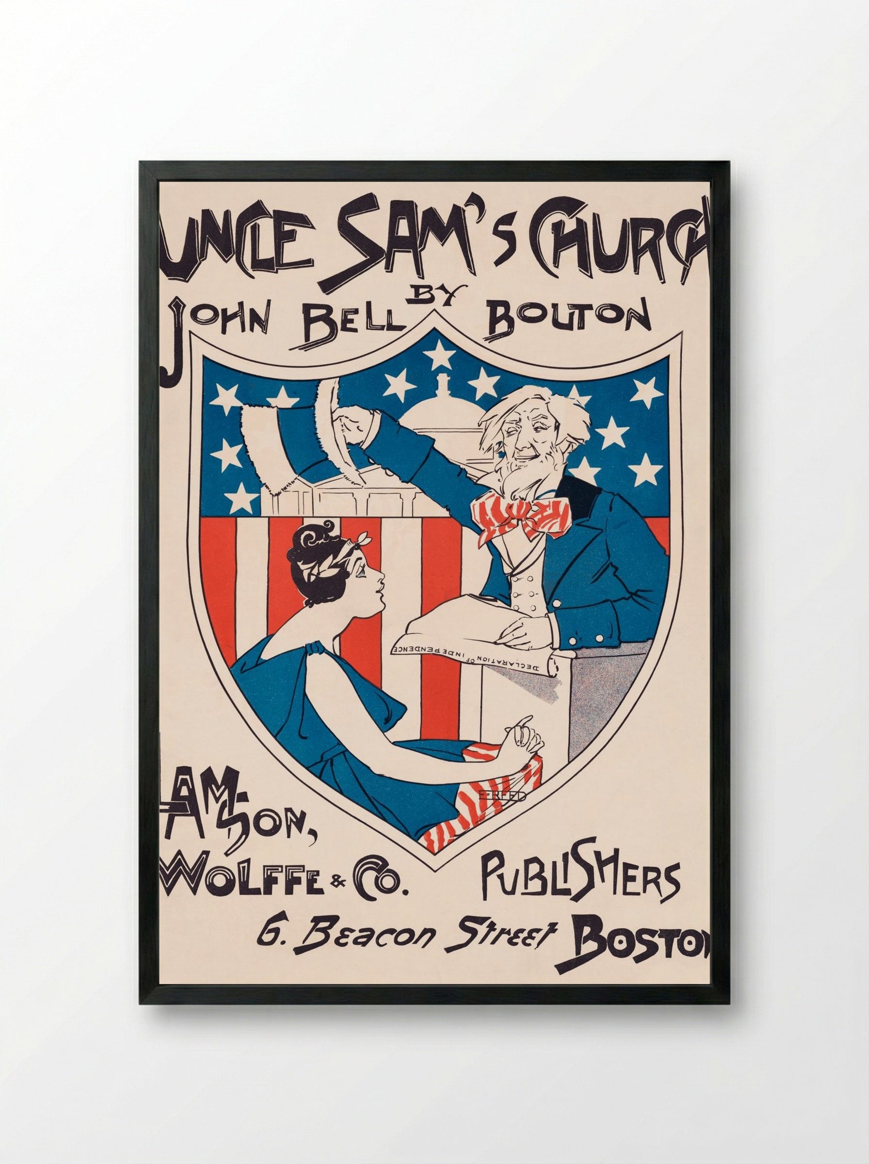 Uncle Sam's Church - Ethel Reed - Framed Print Black