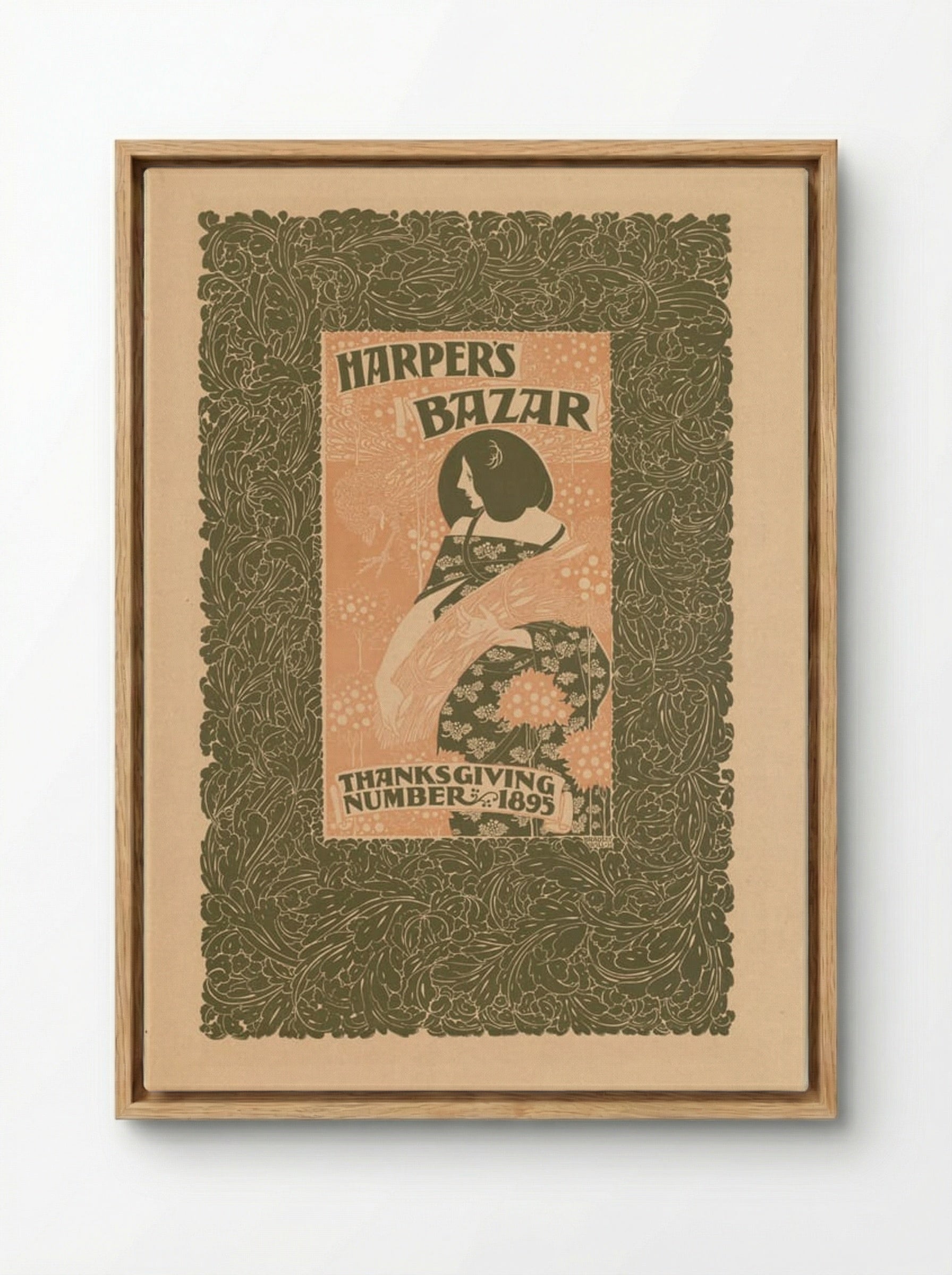 Harper's Bazar, Thanksgiving Number, 1895 - Will H. Bradley - Framed Canvas Wood