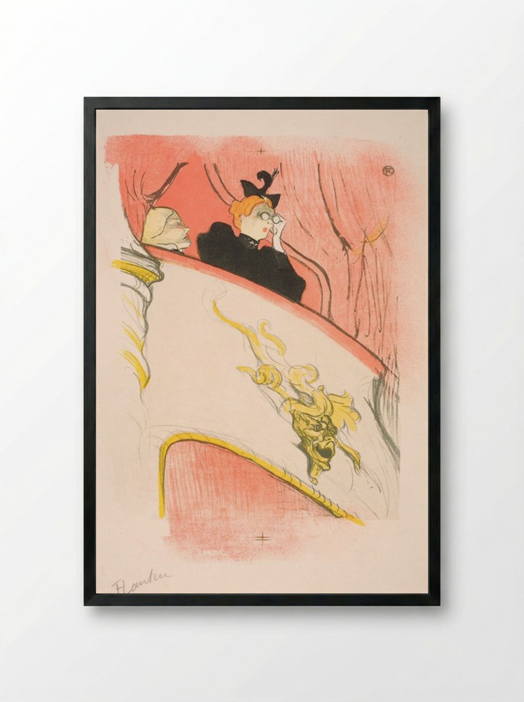 La Loge au Mascaron Doré - Henri de Toulouse-Lautrec - Framed Print Black