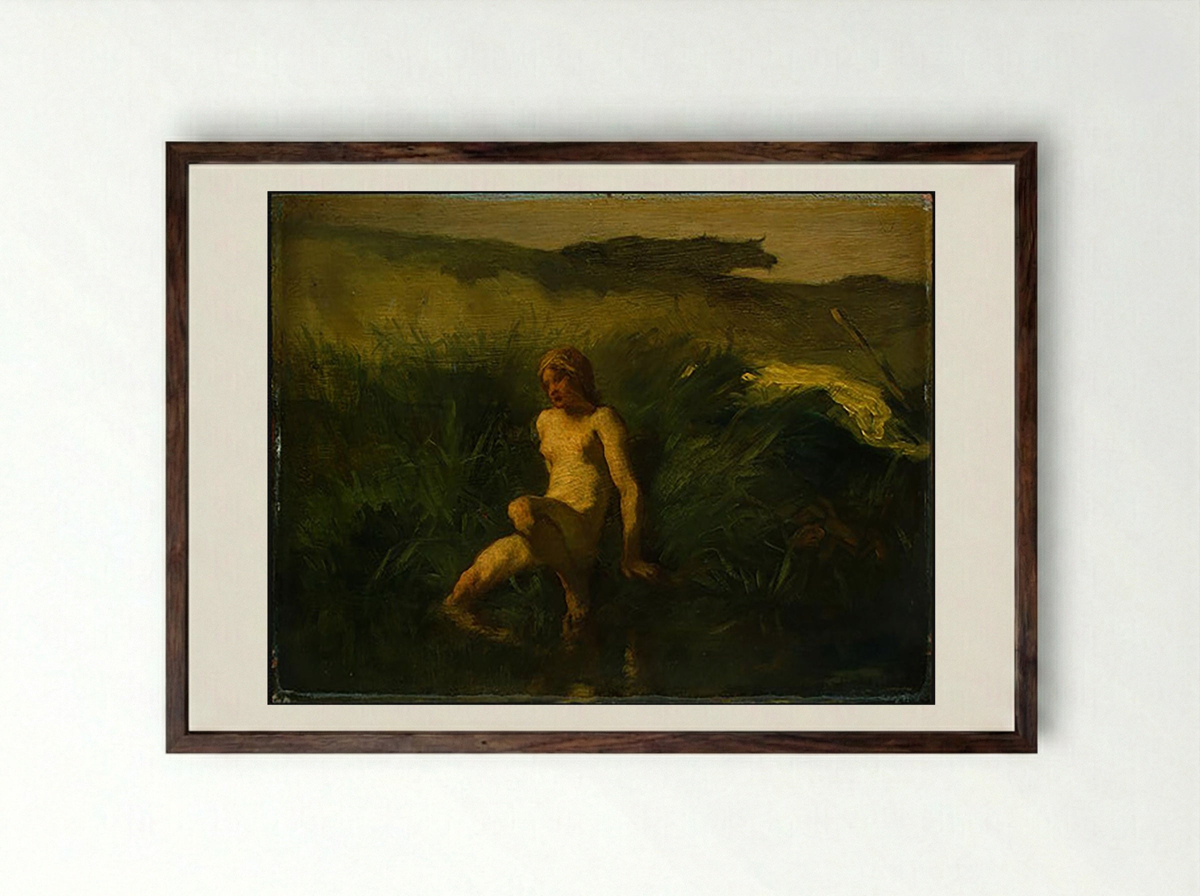 The Bather - Fine Art Print - Framed Print Dark Wood