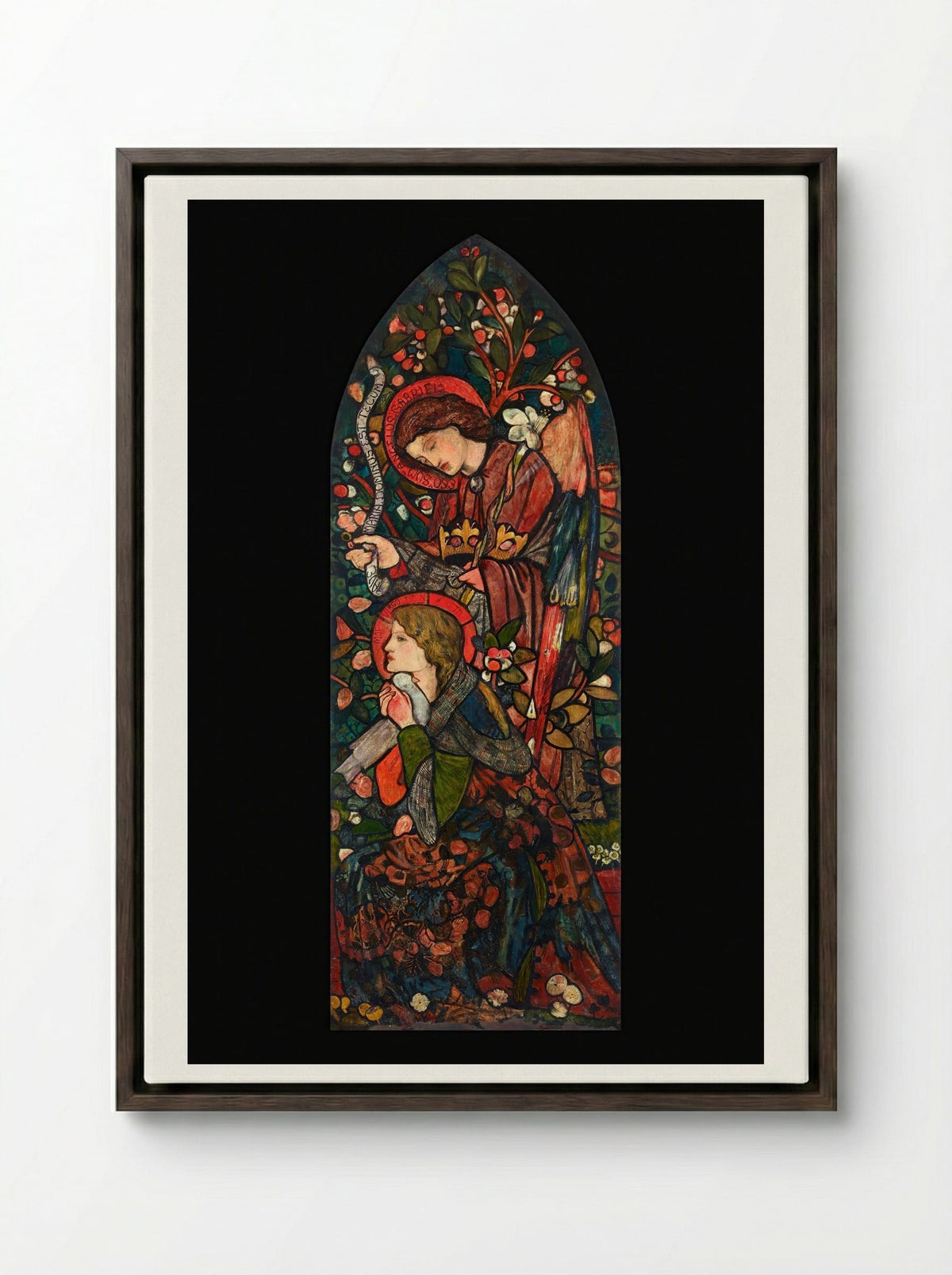 The Annunciation - Sir Edward Burne-Jones - Framed Canvas Dark Wood