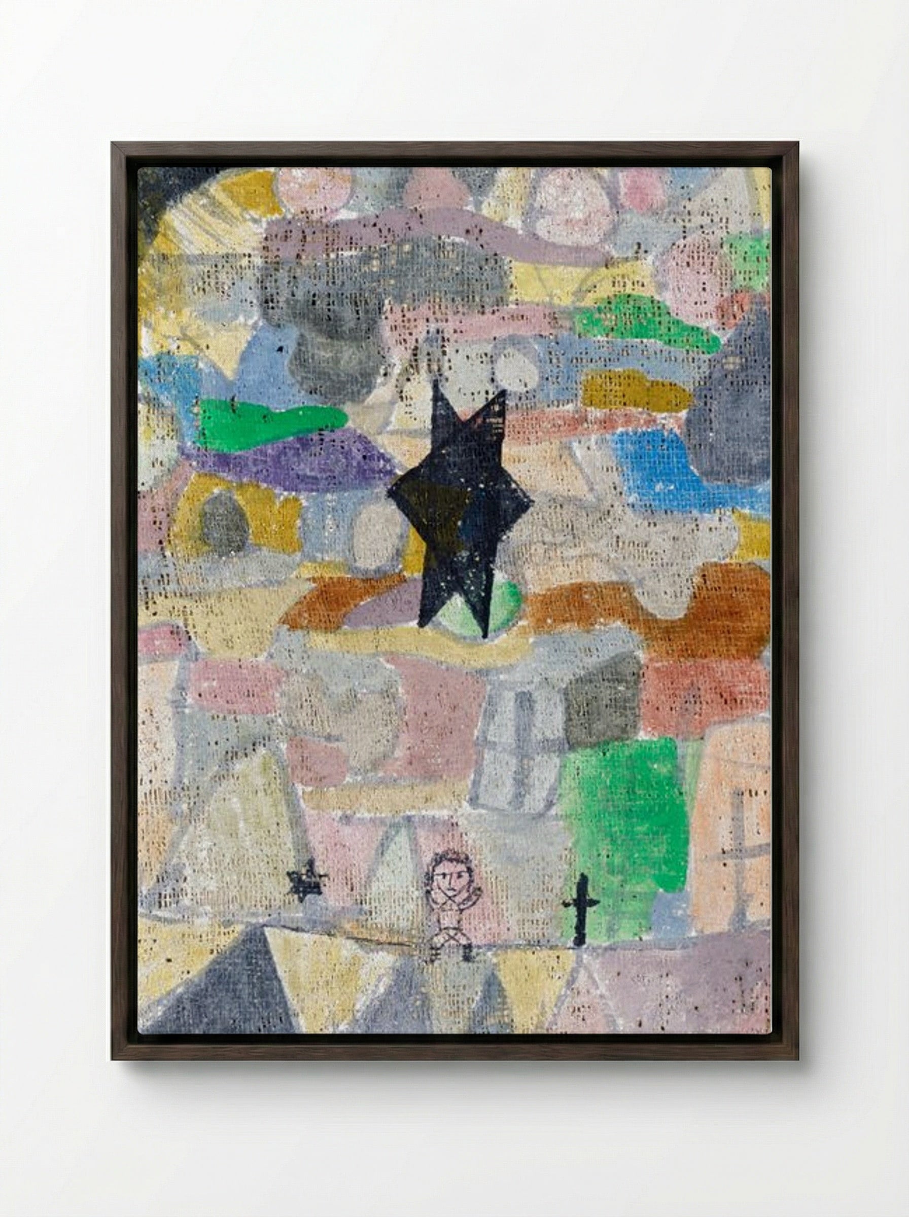 Under a Black Star - Paul Klee - Framed Canvas Dark Wood