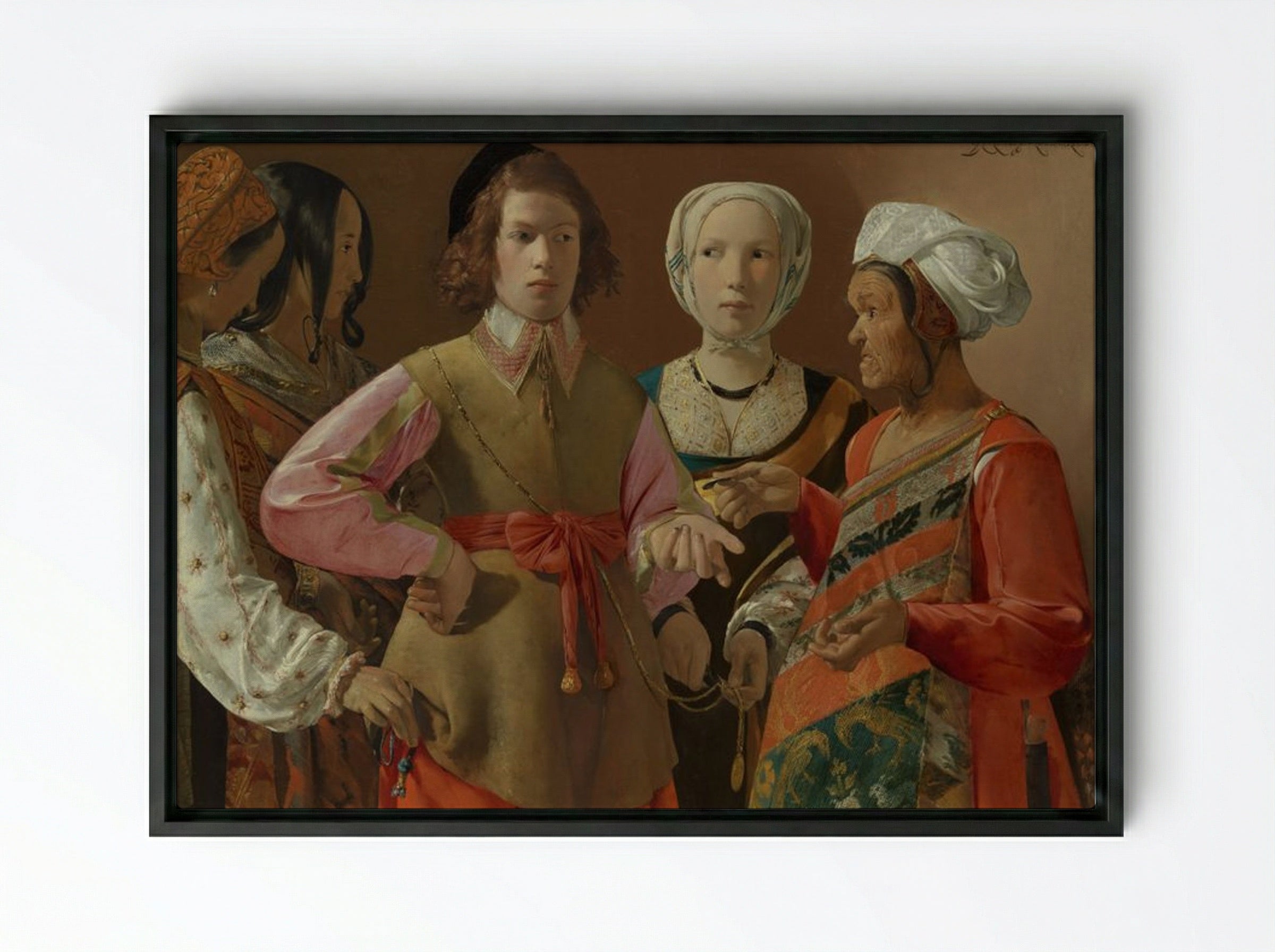 The Fortune Teller - Georges de La Tour - Framed Canvas Black