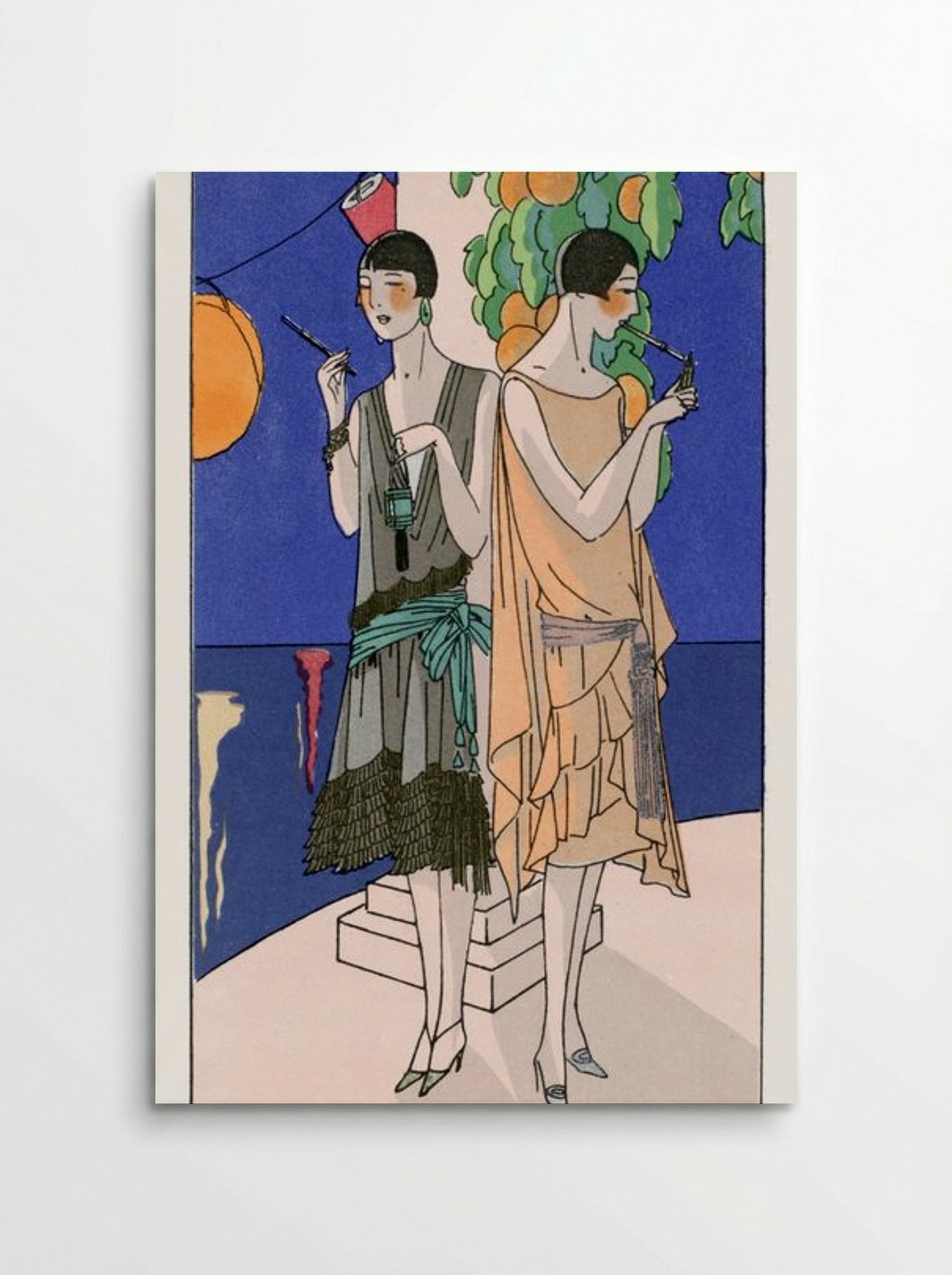 Two Young Women Smoking Cigarettes - Premet and George Doeuillet - Poster