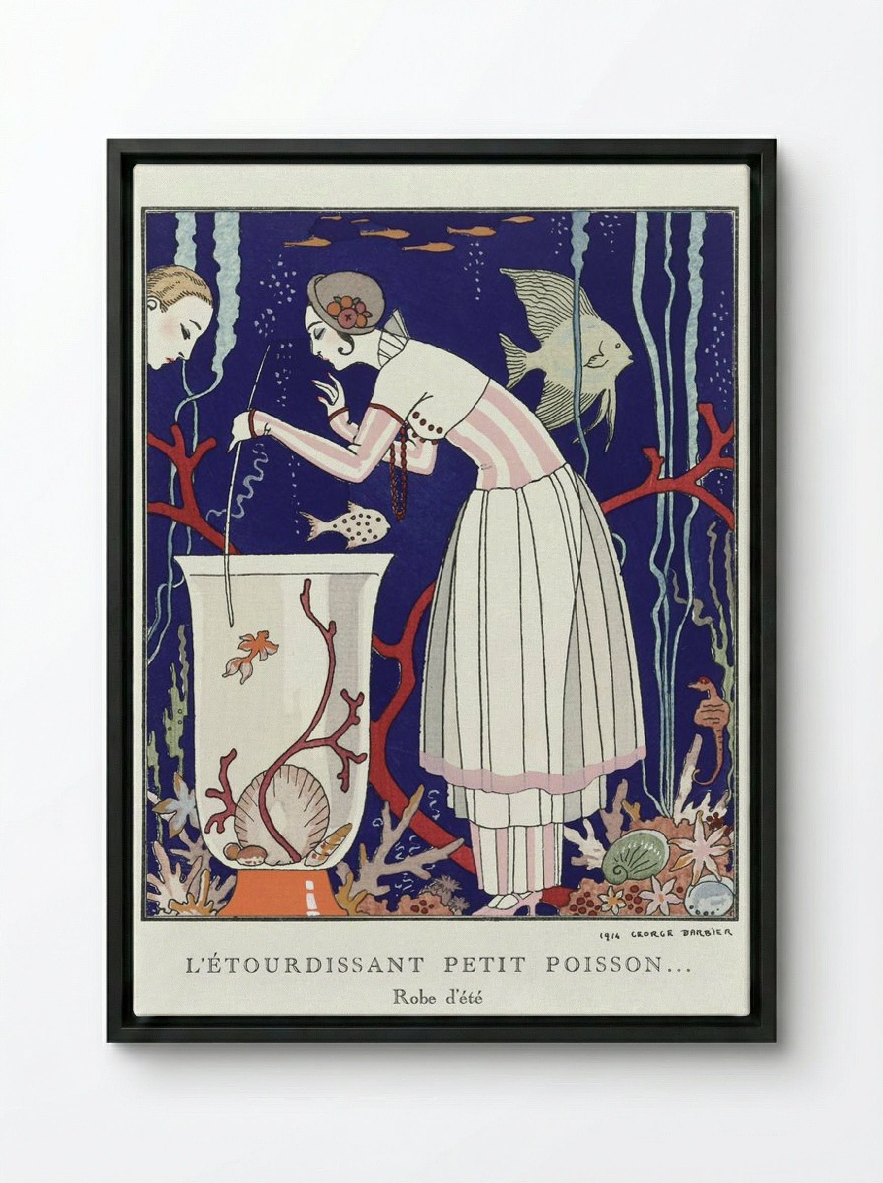 L'Étourdissant Petit Poisson (Robe d'Été) - George Barbier - Framed Canvas Black