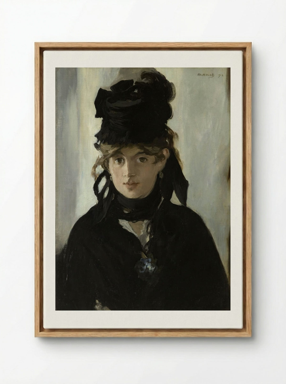 Berthe Morisot With a Bouquet of Violets - Édouard Manet - Framed Canvas Wood