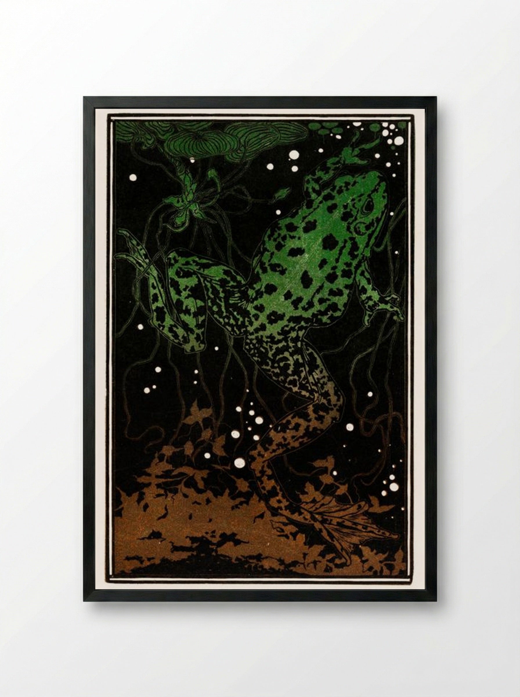 Swimming Frog - Julie de Graag - Framed Print Black