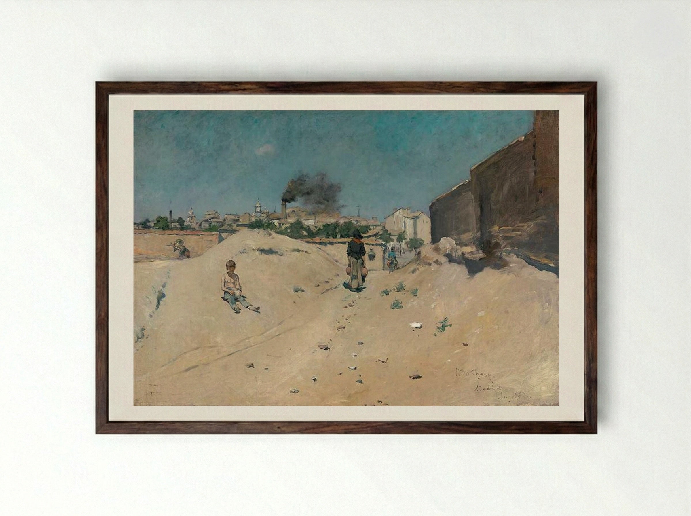 The Outskirts of Madrid - William Merritt Chase - Framed Print Dark Wood