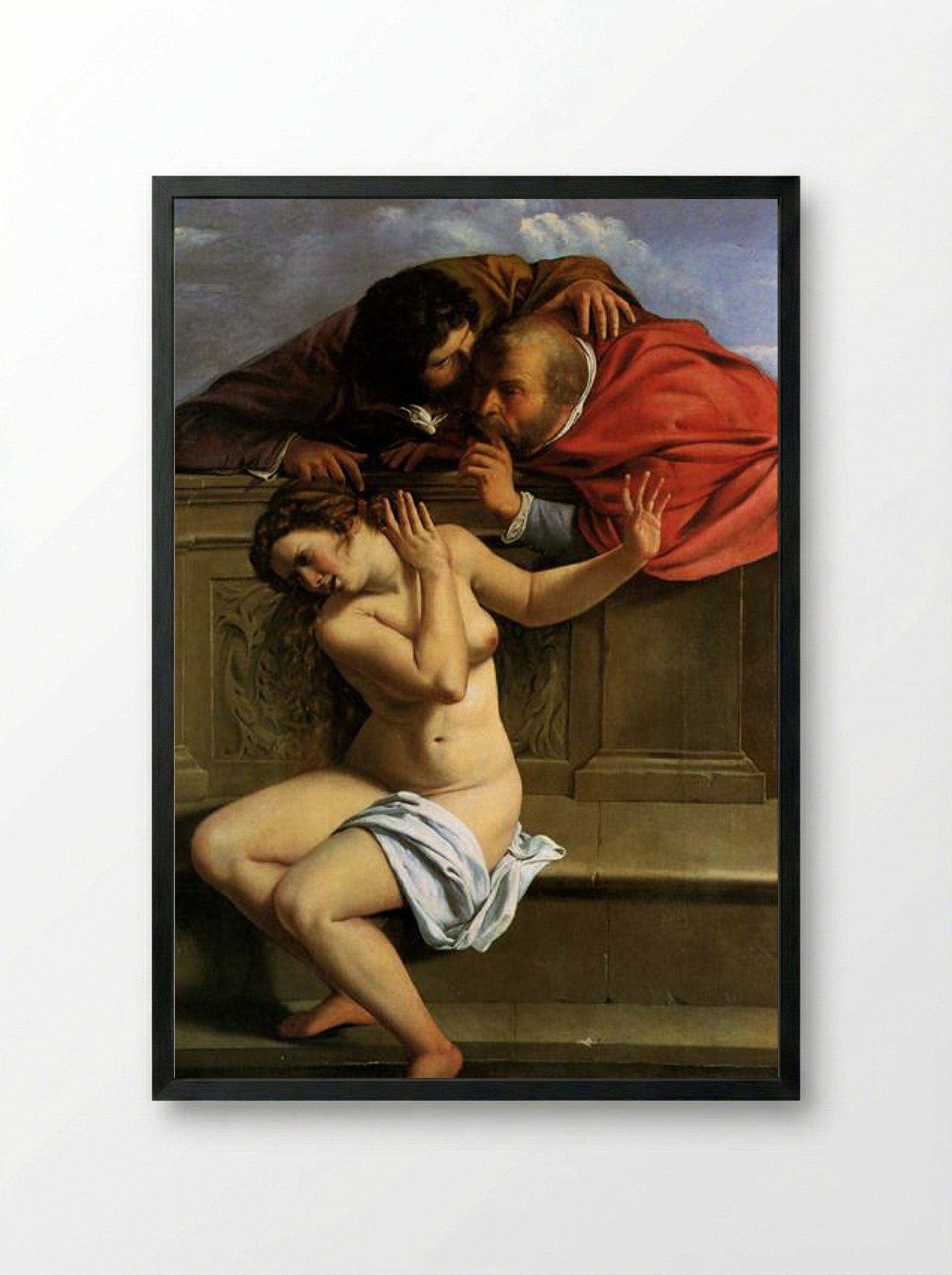 Susanna and the Elders - Artemisia Gentileschi - Framed Print Black
