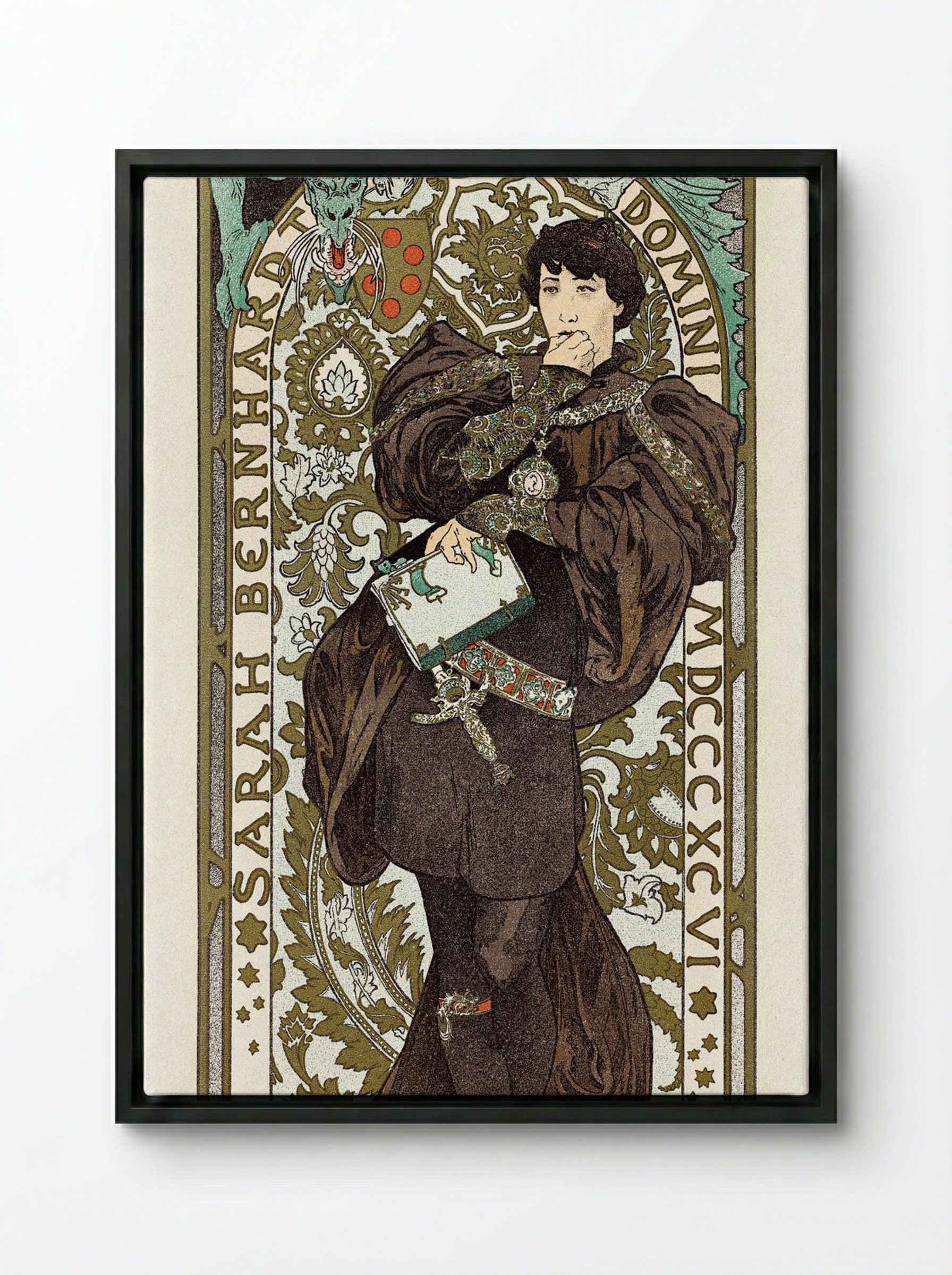 Lorenzaccio - Alphonse Mucha - Framed Canvas Black