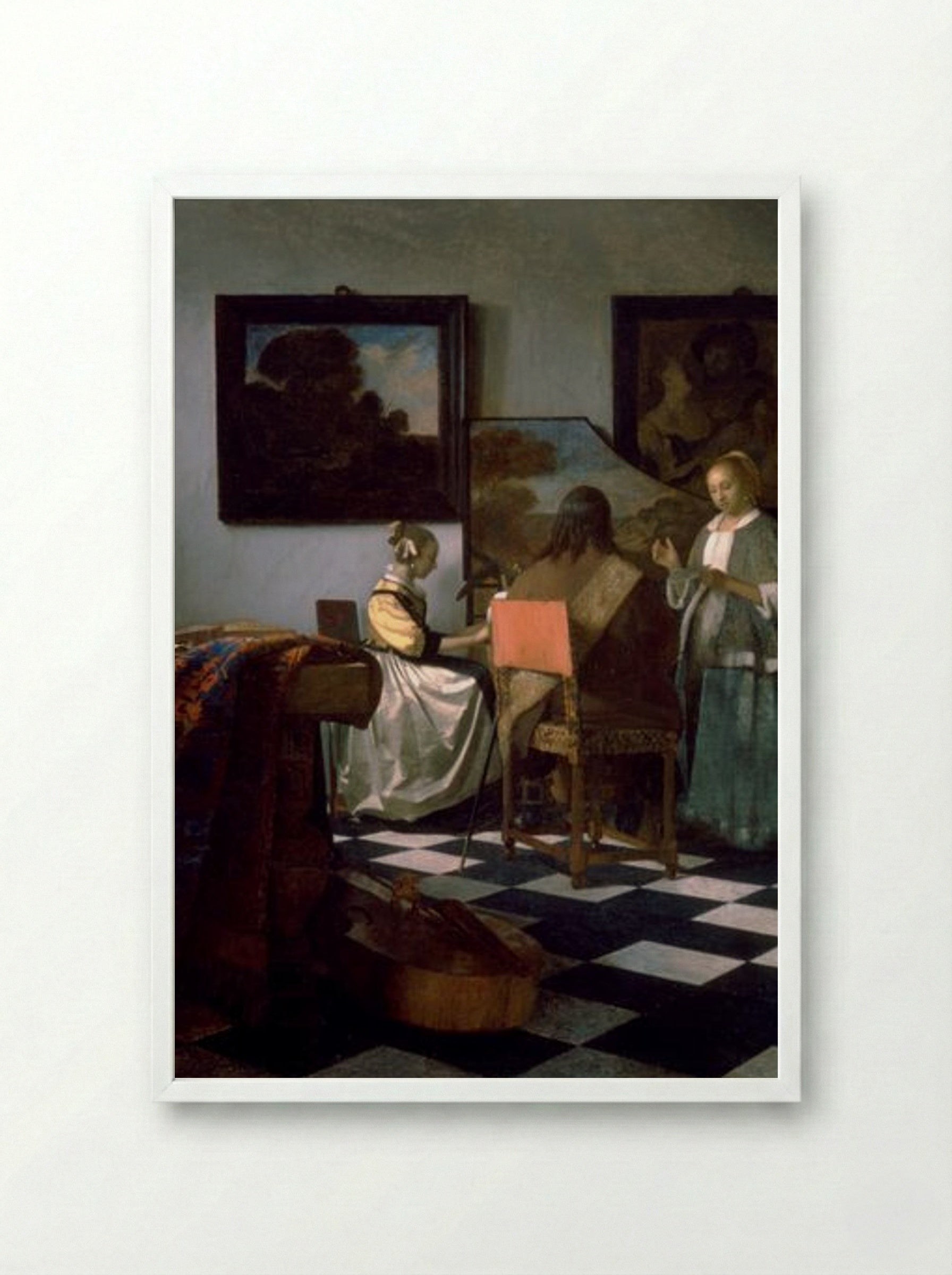 The Concert - Johannes Vermeer - Framed Print White